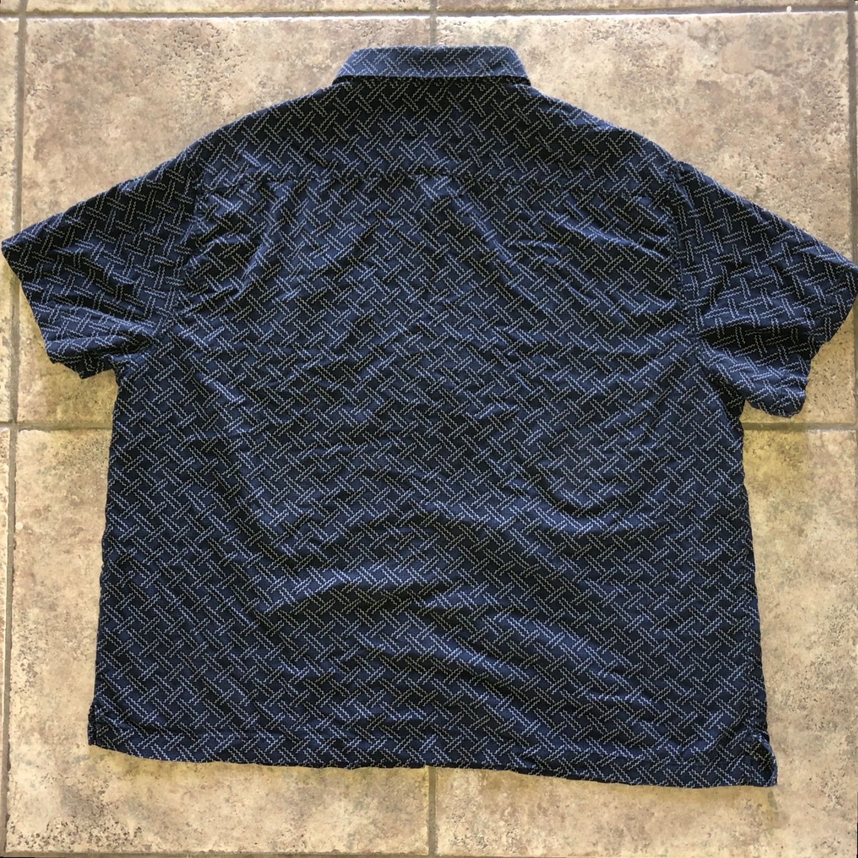 Nat Nast Nat Nast Men's Hawaiian Shirt Short Sleeve Button-Up Collared Geometric Blue 2XL Size US XXL / EU 58 / 5 - 4 Thumbnail