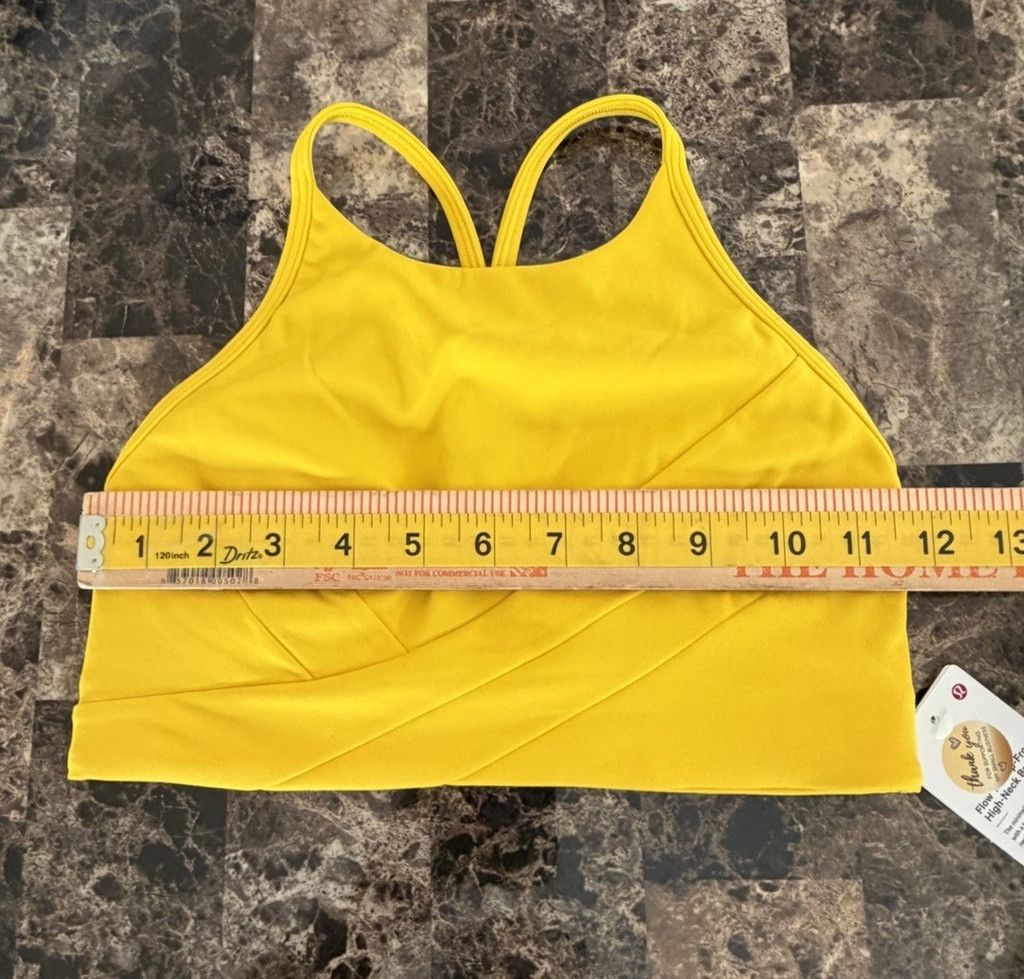 Lululemon LULULEMON FLOW Y WRAP FRONT HIGH NECK BRA MAIZE YELLOW Sz 4 Size ONE SIZE - 3 Thumbnail