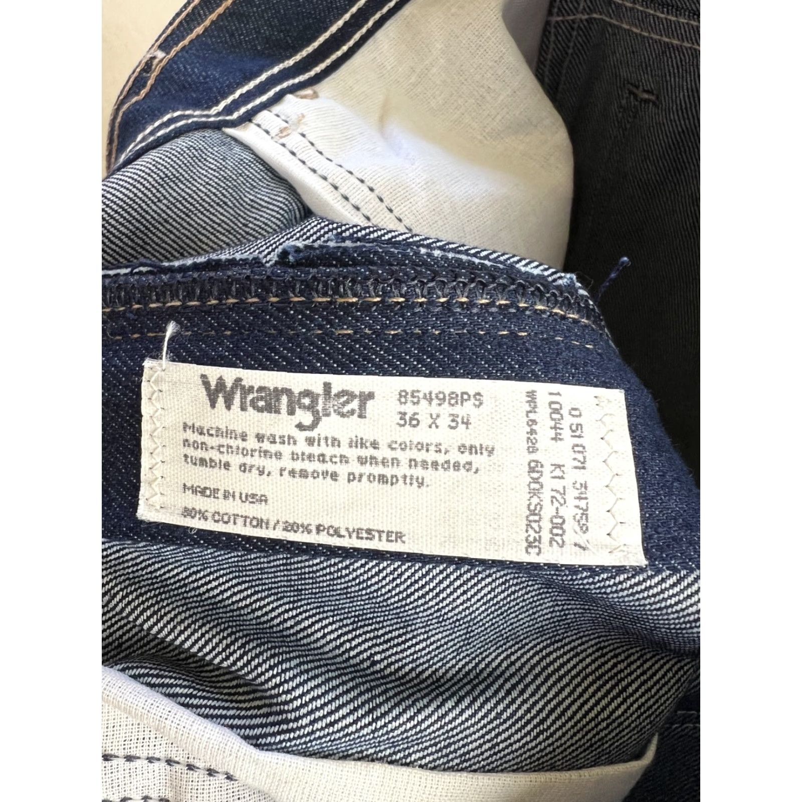 Wrangler VINTAGE Wrangler Hero Flex-Fit Waist Men's Denim Pants 36x34 USA Made denim jeans blue cotton 5-pocket straight inseam 34 in Mens Size US 36 / EU 52 - 4 Thumbnail