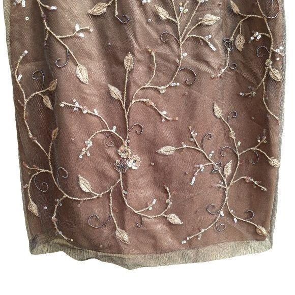 Vintage Vtg Rickie Freeman Skirt Formal Overlay Floral Beaded Embroi Size 28" / US 6 / IT 42 - 7 Thumbnail