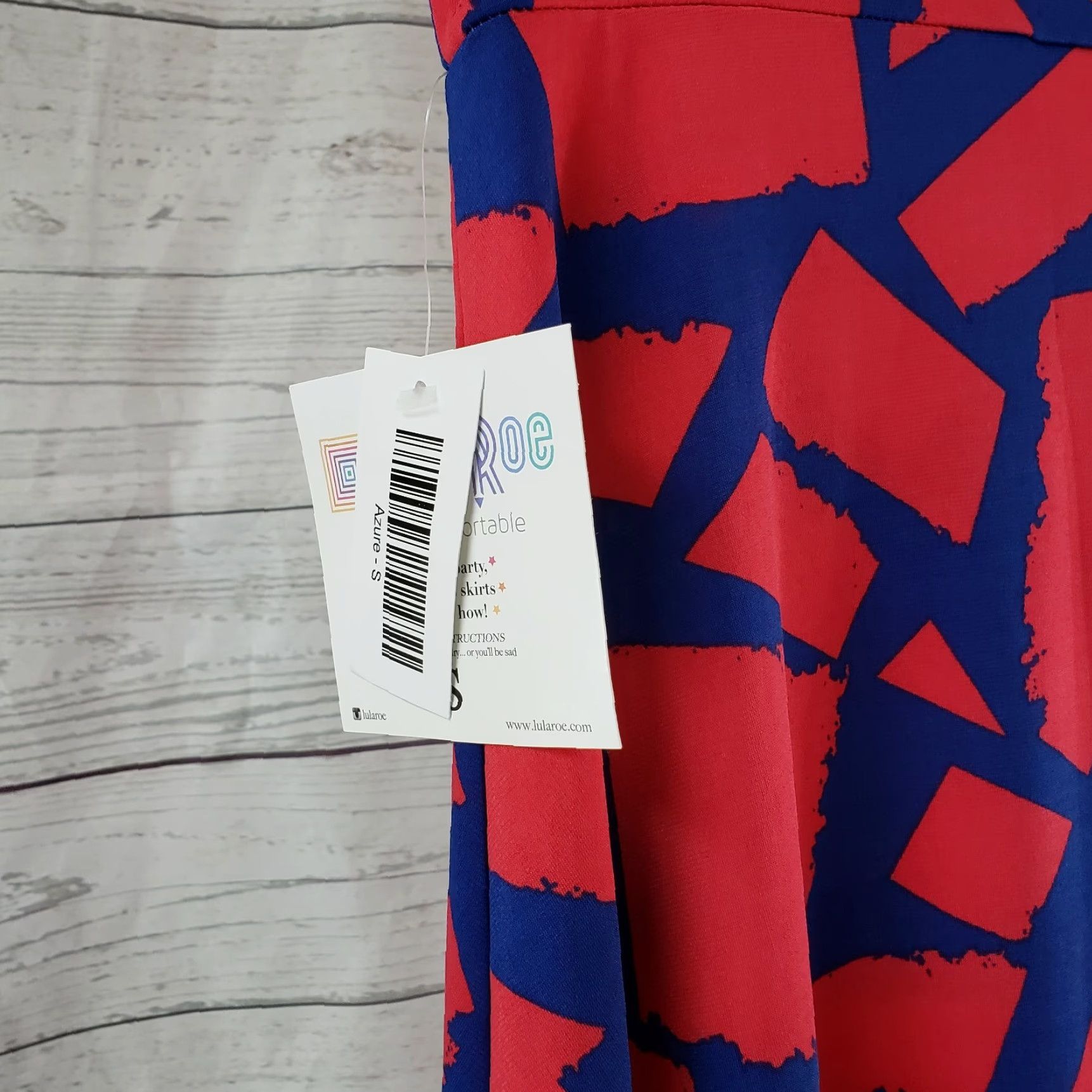 Vintage VINTAGE LuLaRoe Womens Skirt (Azure) Sz Small Red Blue Pull On Knee Length A-Line Polyester Blend Womens Size 28" / US 6 / IT 42 - 3 Thumbnail