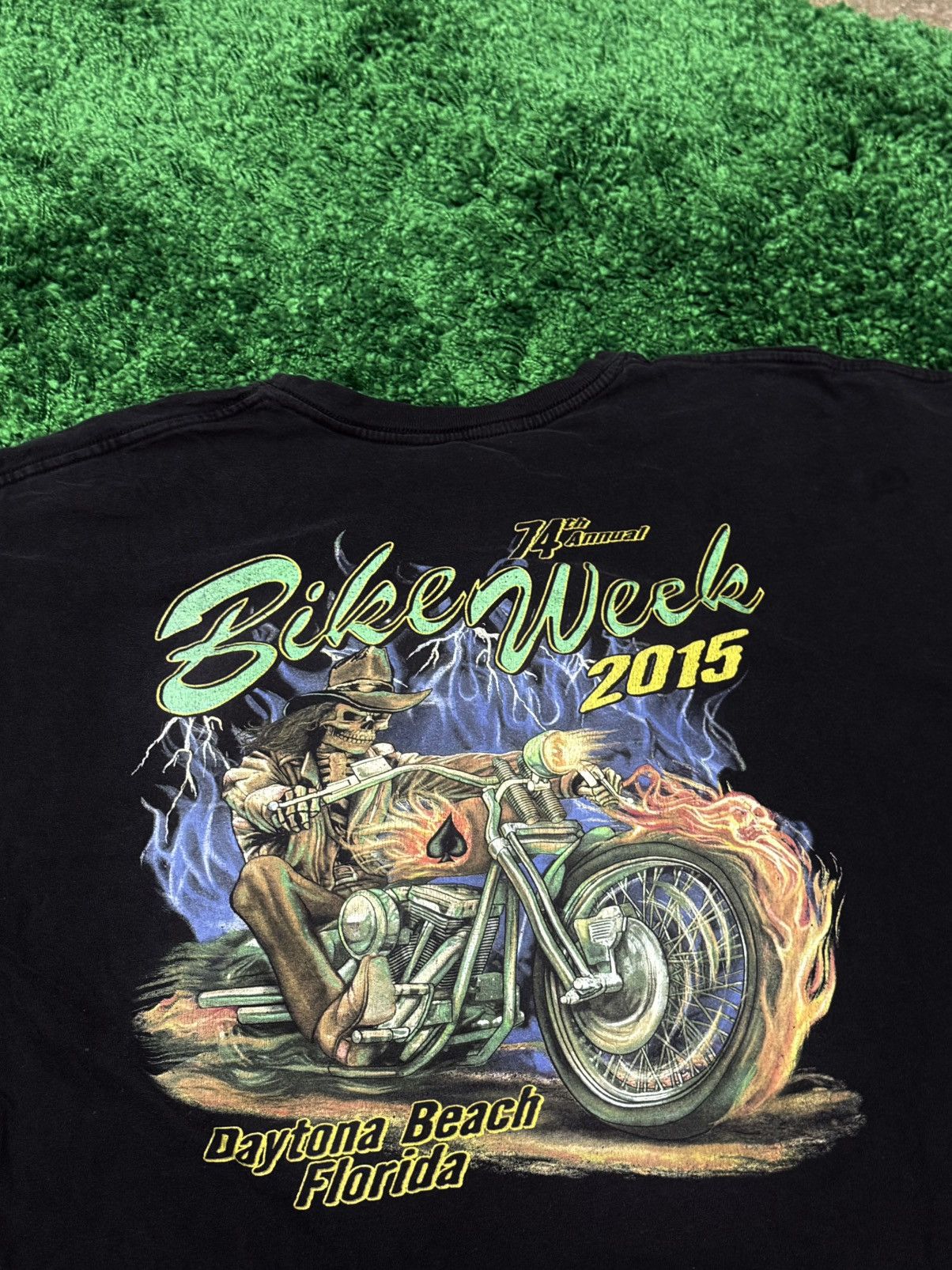 Vintage Vintage Distressed Bike Week Flaming Skeleton Flame Tee XL Size US XL / EU 56 / 4 - 2 Thumbnail