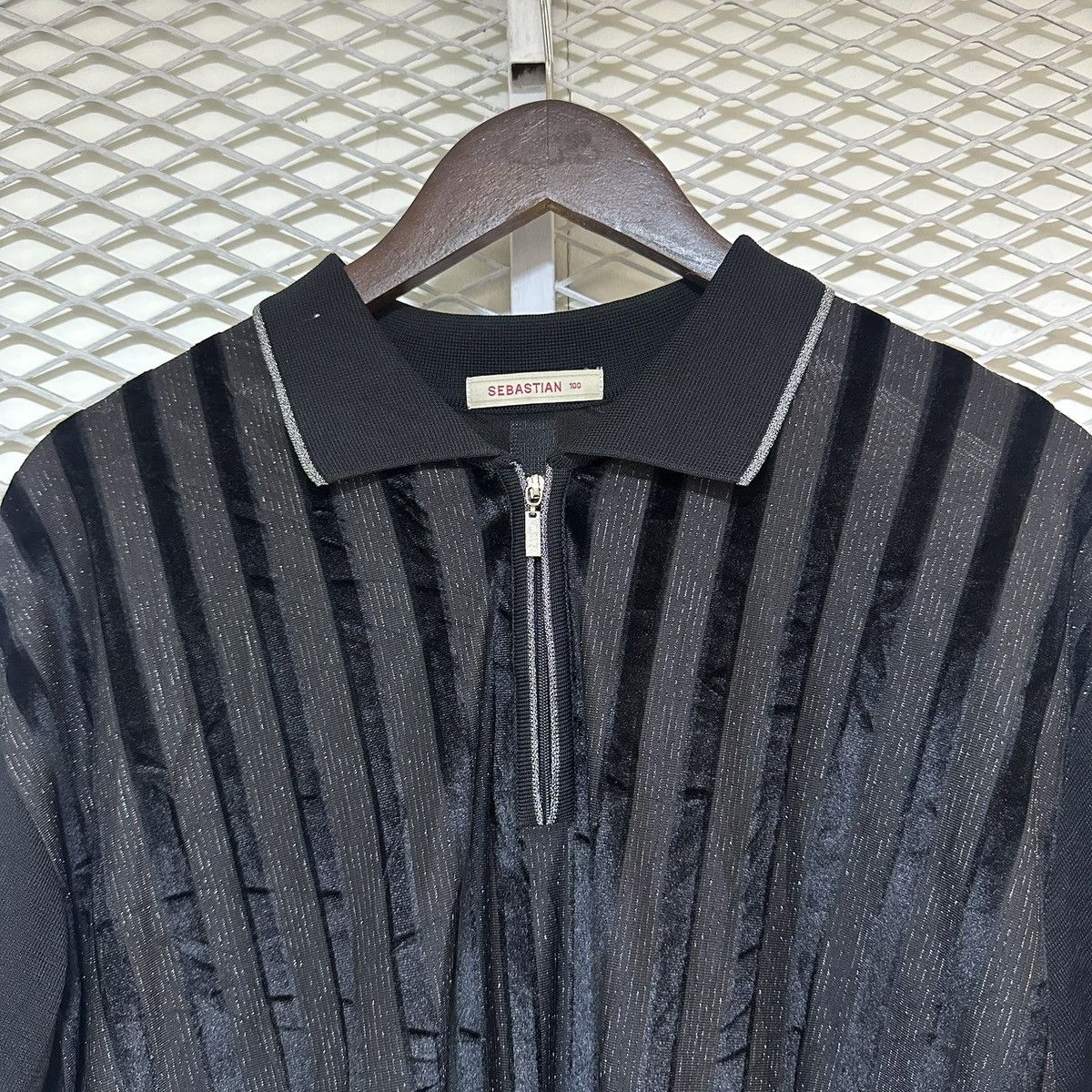In The Attic Sebastian Striped Glitter Halfzip Golf Shirt Size US M / EU 48-50 / 2 - 1 Thumbnail
