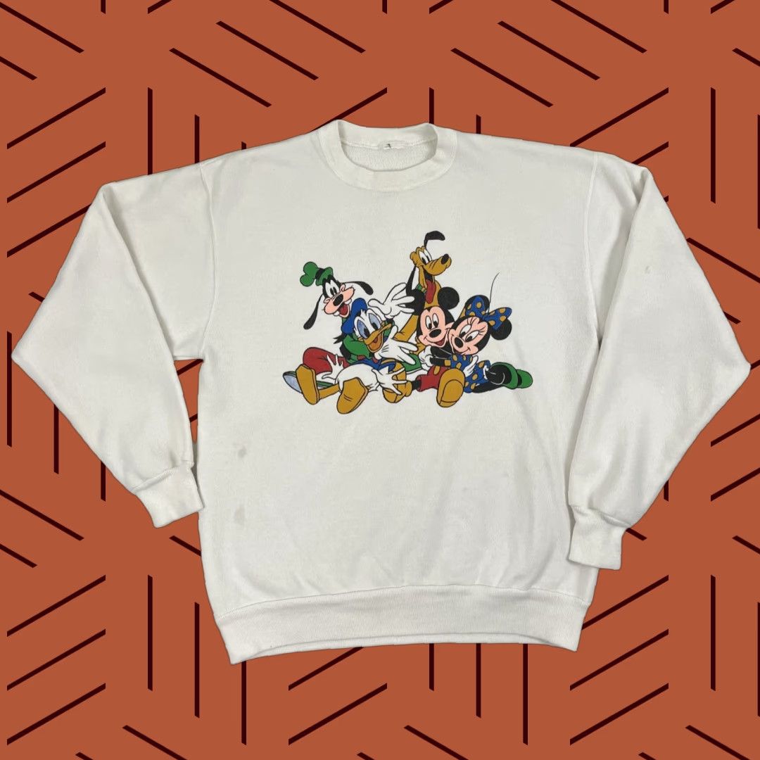 Disney VTG Disney Sweatshirt Adult Medium White Graphic Crewneck Pullover Mickey Mouse 90s Men Women Size M / US 6-8 / IT 42-44 - 1 Thumbnail