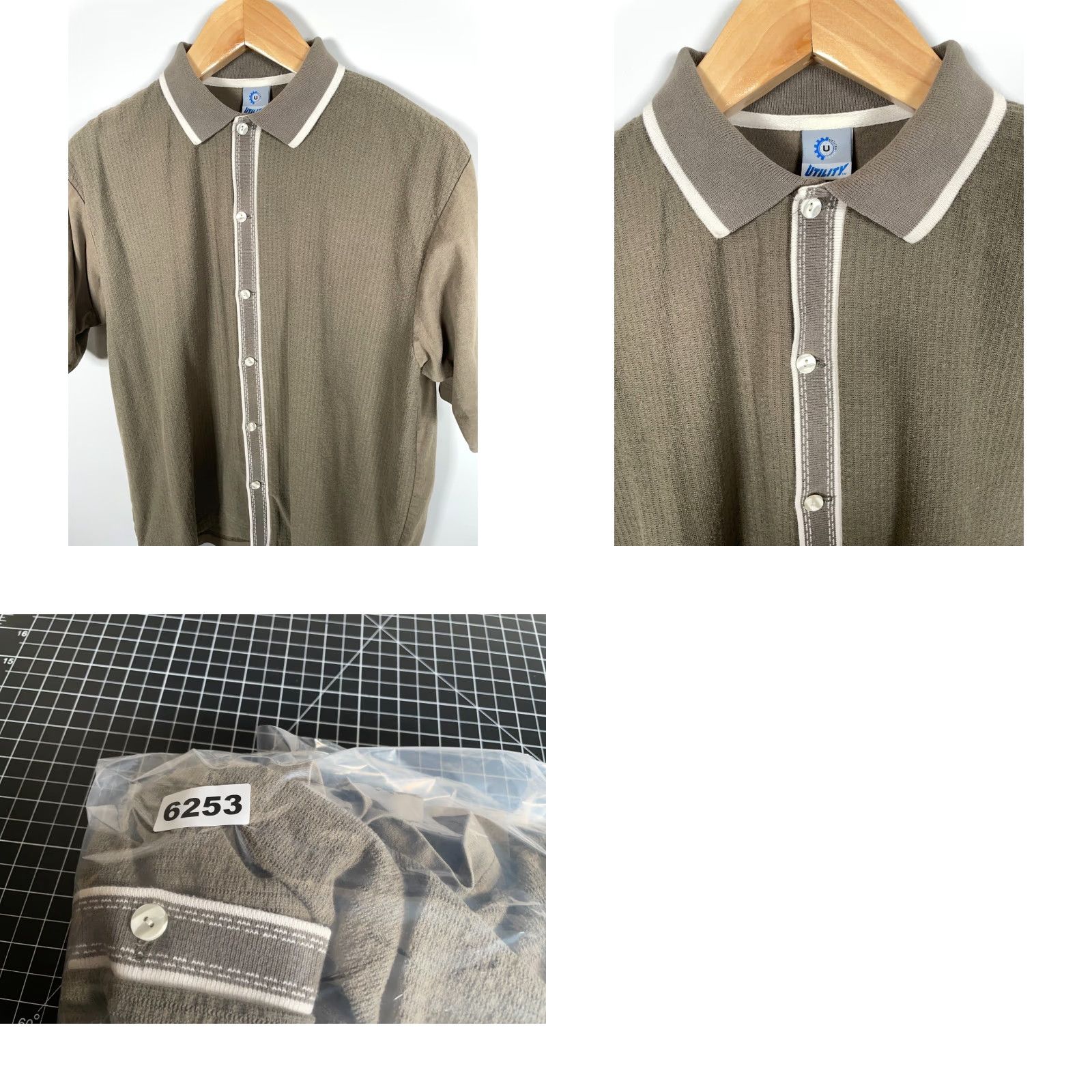 Vintage VINTAGE Utility Button-Up Short Sleeve Shirt Adult Large Green White Knit Front 90s Dad Retro Tony Soprano Style Mens Shirt Size US L / EU 52-54 / 3 - 8 Thumbnail