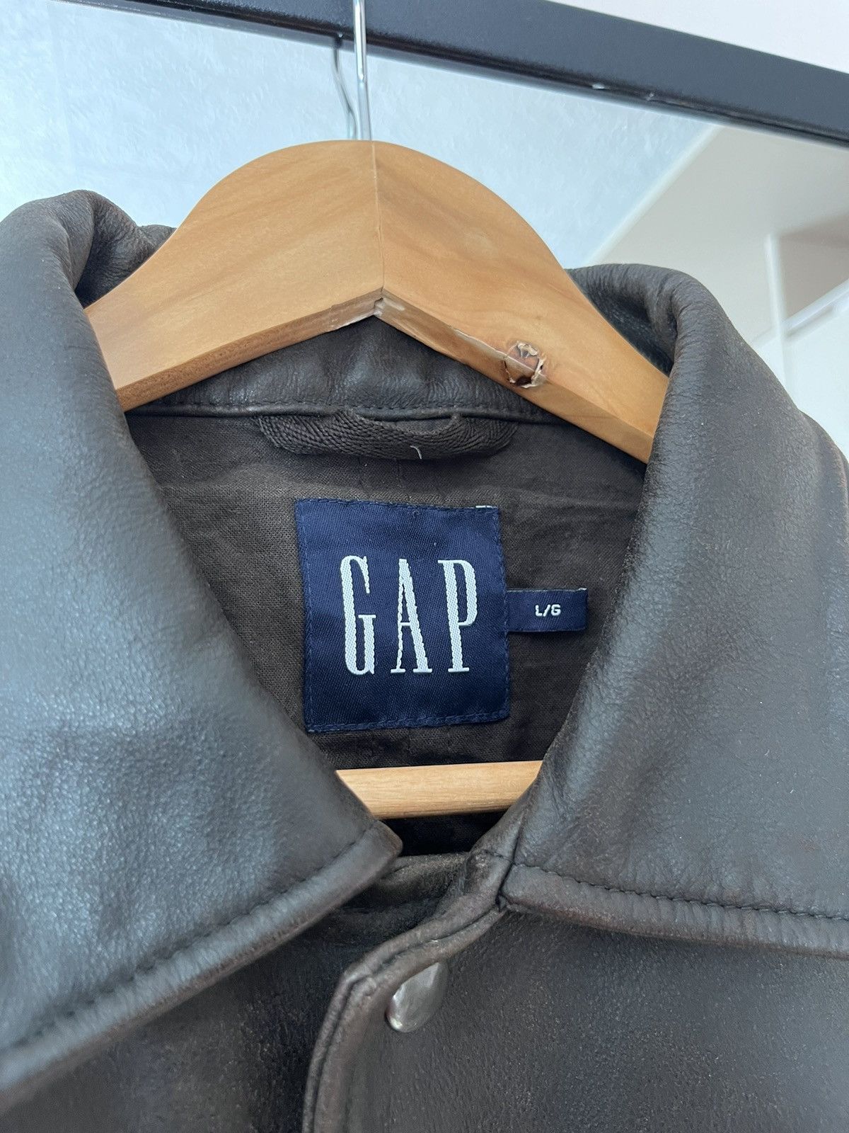 Gap 00s Gap Distressed Brown Button Leather Jacket Size US L / EU 52-54 / 3 - 2 Thumbnail