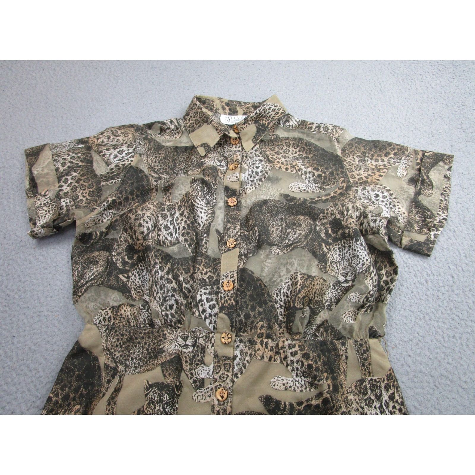 Vintage VINTAGE Dorothy Schoelen The Silver Connection Dress Shirt Dress Womens 12 Brown Leopard Animal Print Button Front Collared Short Sleeve 90s Size XL / US 12-14 / IT 48-50 - 2 Thumbnail