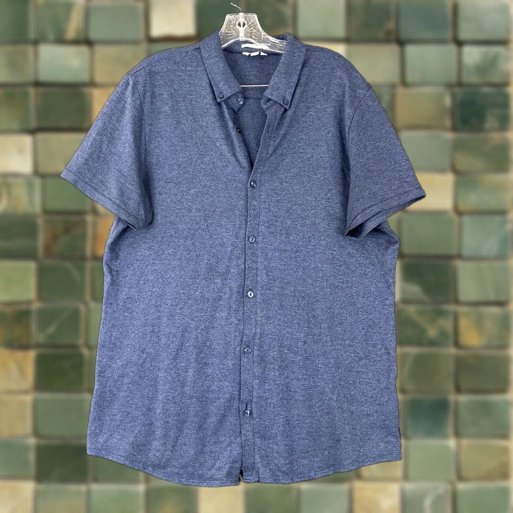 Calvin Klein CALVIN KLEIN Button-Up Shirt Liquid Cotton Adult Large Blue Mens Size US L / EU 52-54 / 3 - 1 Thumbnail