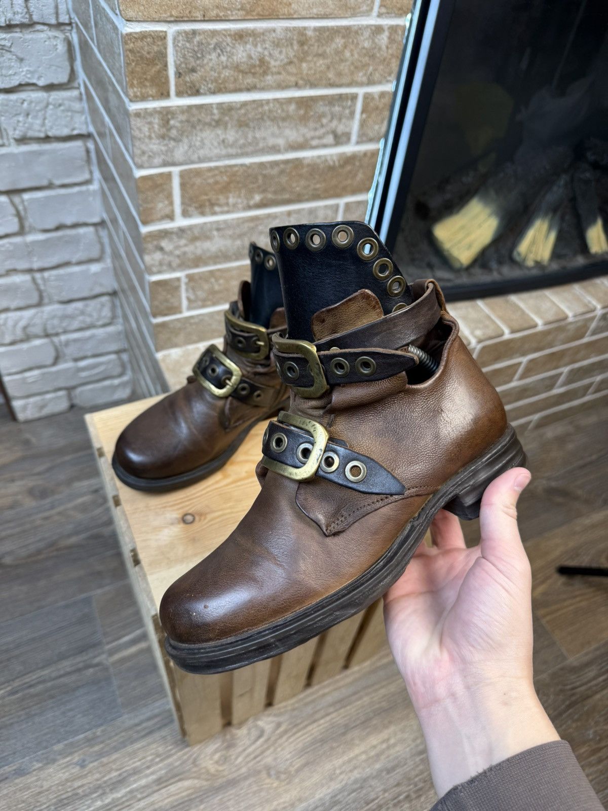 A.S.98 A.S.98 Airstep Brown Leather Biker Boots Size US 6 / IT 36 - 4 Thumbnail
