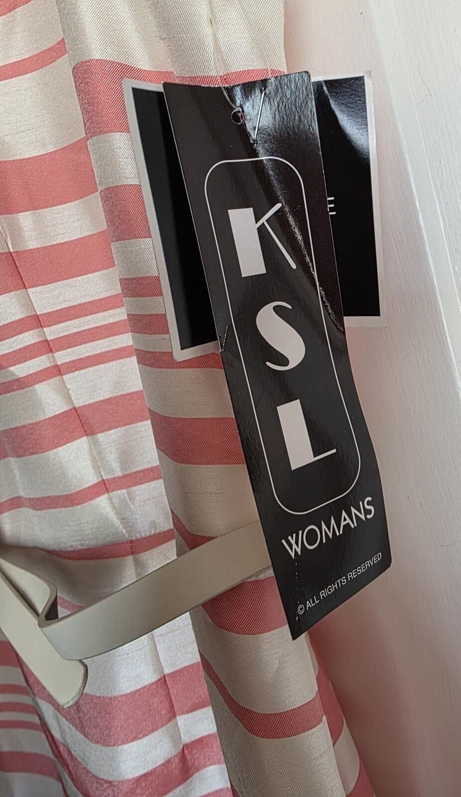 Other KSL Coral Pink Striped Sleeveless Dress Sz 18W Belted Spring Size XXL / US 16-18 / IT 52-54 - 6 Thumbnail