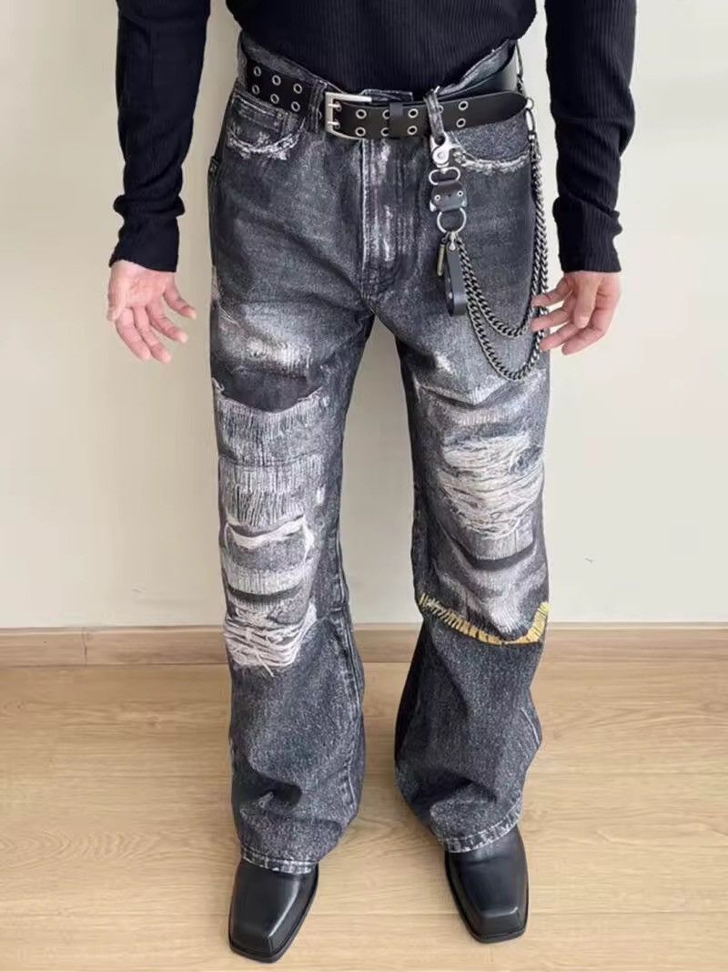 Vintage Streetwear Loose Printing Washed High Street Jeans Size US 28 / EU 44 - 3 Thumbnail