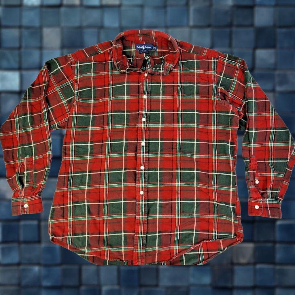 Ralph Lauren Ralph Lauren BLAKE Plaid Flannel Button Shirt Men L Red Green Long Sleeve Cotton Shirt Size US L / EU 52-54 / 3 - 1 Thumbnail