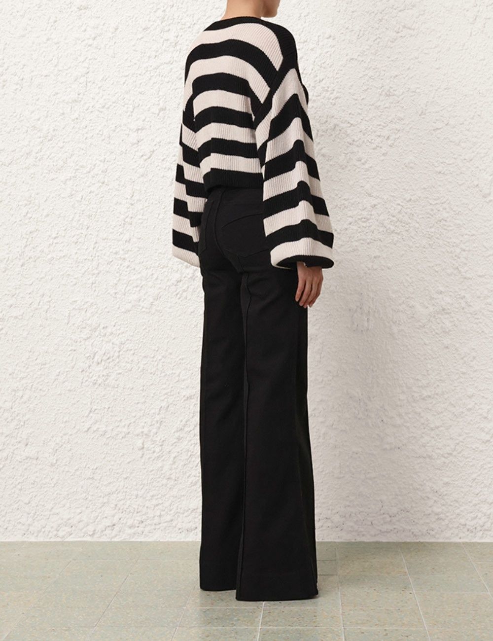 Zimmermann oc11z0825 Illustration Billow Sweater in Black/Cream Size M / US 6-8 / IT 42-44 - 4 Thumbnail