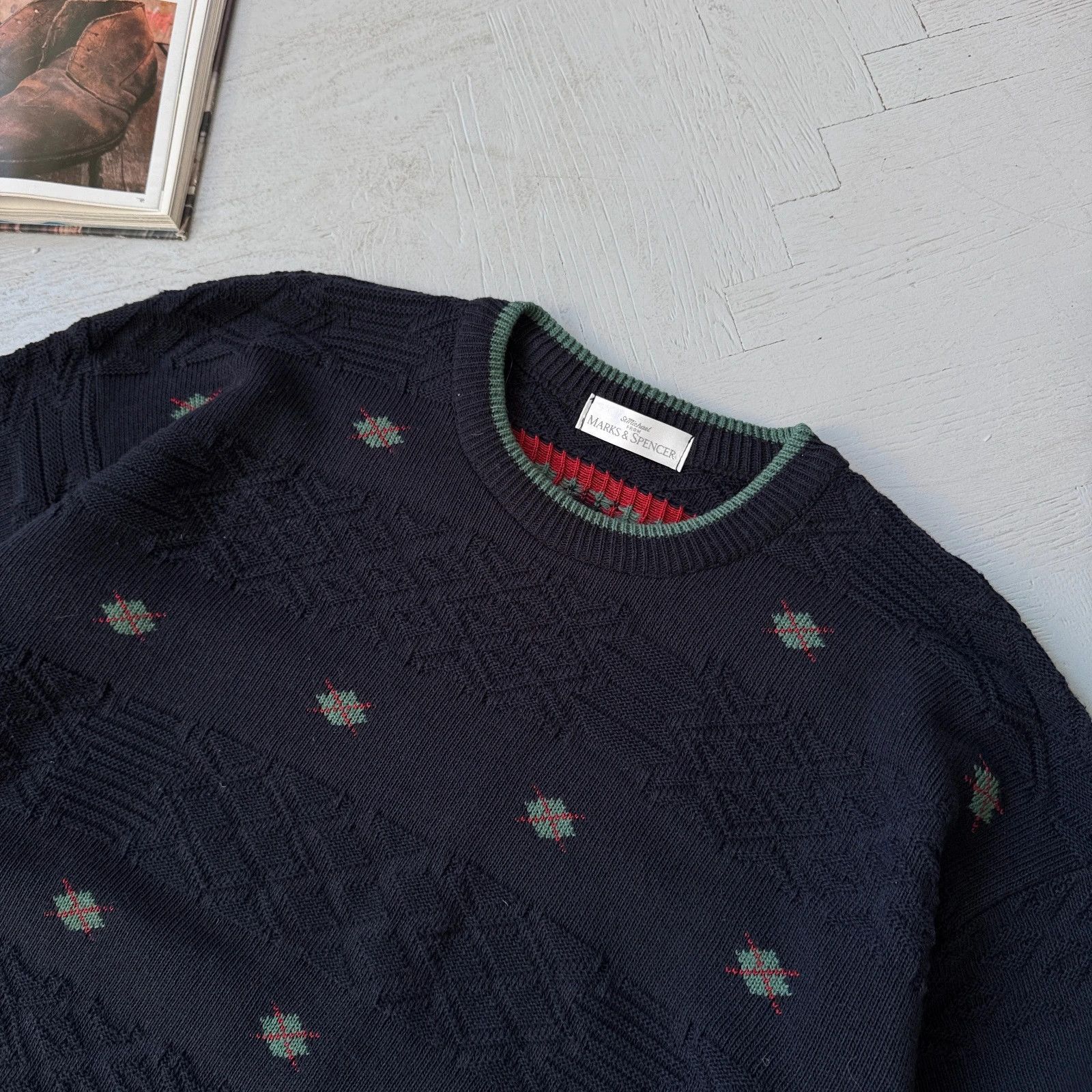 Vintage Vintage Chunky Knit Italian Cotton & Acrylic Sweater Size US XL / EU 56 / 4 - 4 Thumbnail