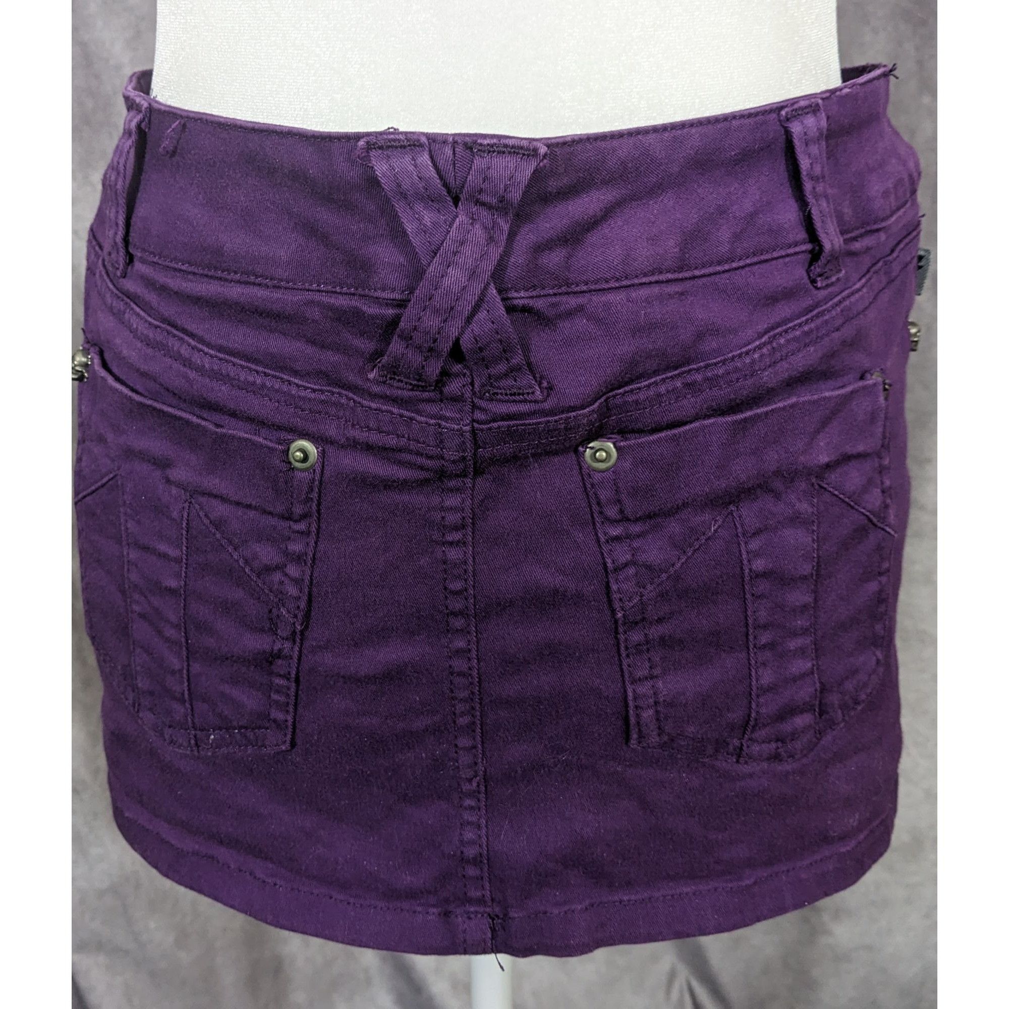 Tripp NYC Gothic Punk Tripp NYC Purple Denim Mini Skirt Size 31" - 9 Thumbnail