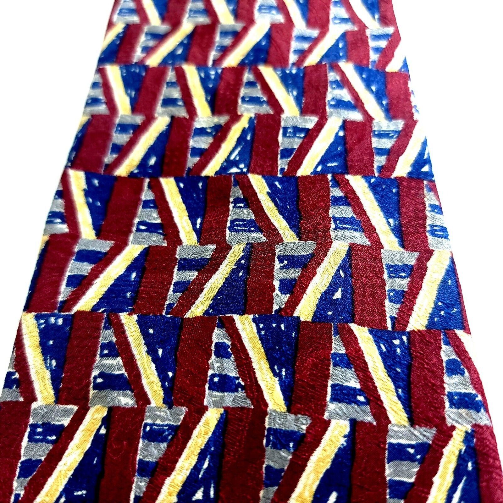 Designer Ferrell Reed Italy Red Blue Geometric Abstract Print Wide Si Size ONE SIZE - 2 Thumbnail