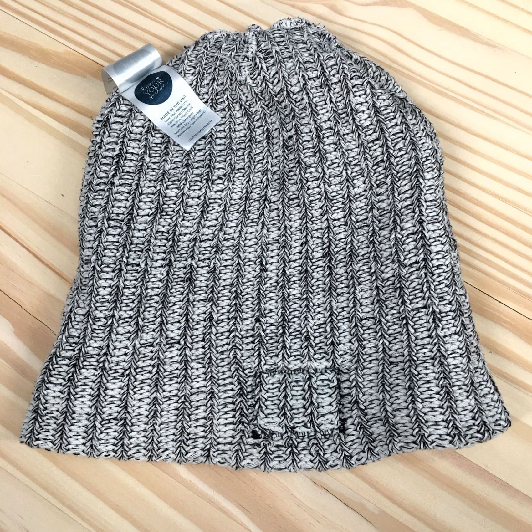 Vintage Love Your Melon Beanie Hat Womens One Size Knitted Cotton Gray Winter Size ONE SIZE - 7 Thumbnail