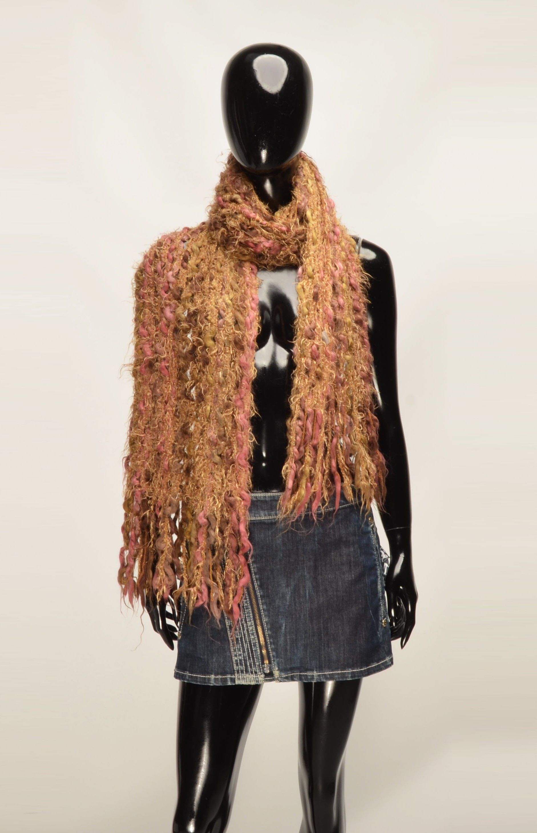 Vintage Per Una Y2K Grunge Textured Knit Fringe Fuzzy Soft Scarf Size ONE SIZE - 1 Thumbnail