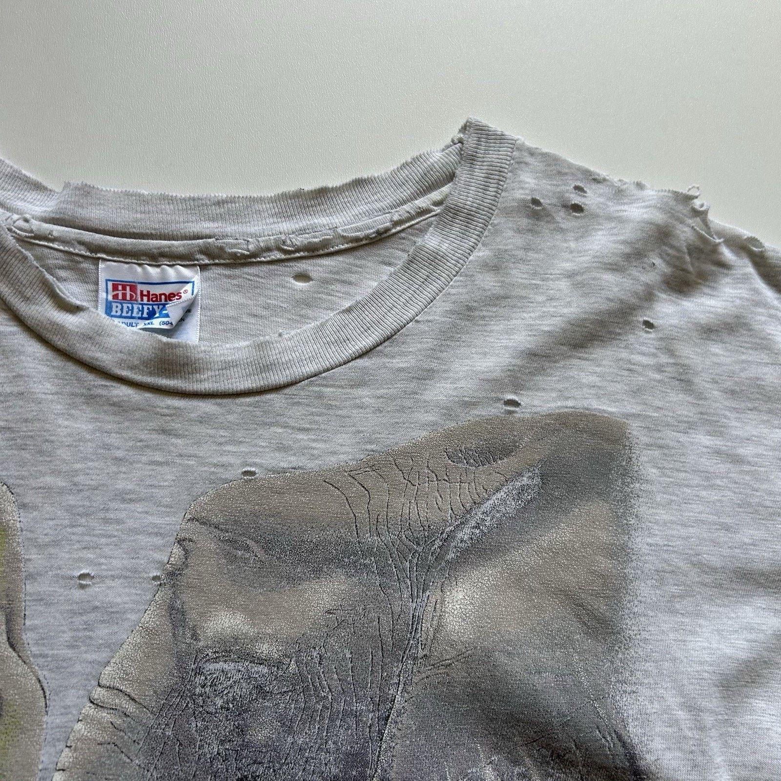 Hanes Vintage Elephant T Shirt XXL 90s Animal Art Distressed Rare Size US XXL / EU 58 / 5 - 9 Thumbnail