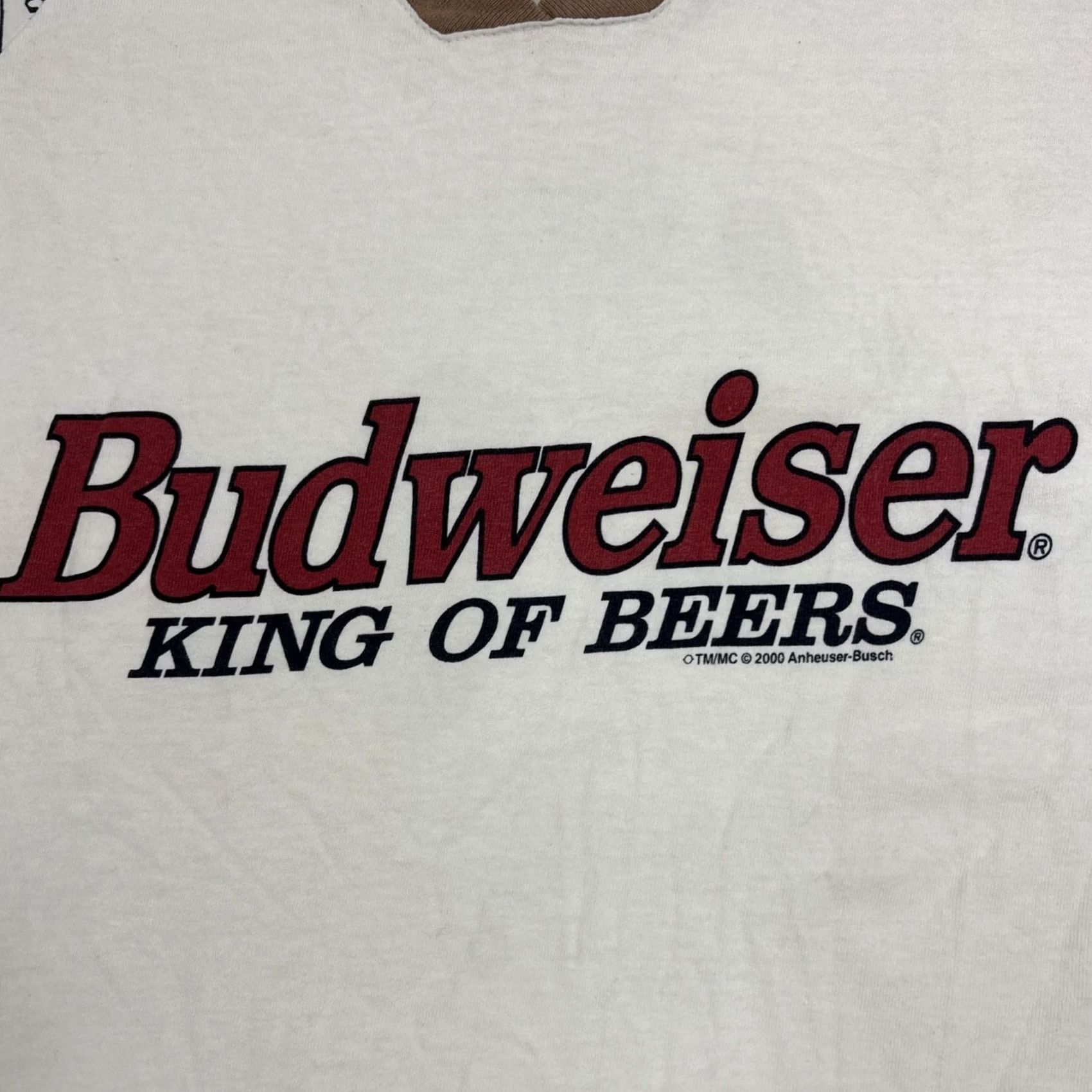 Budweiser VINTAGE Budweiser Calhoun T Shirt Men’s XL White Short Sleeve V-Neck Beer 2000 Y2K Sleeves Mens Size US XL / EU 56 / 4 - 2 Thumbnail