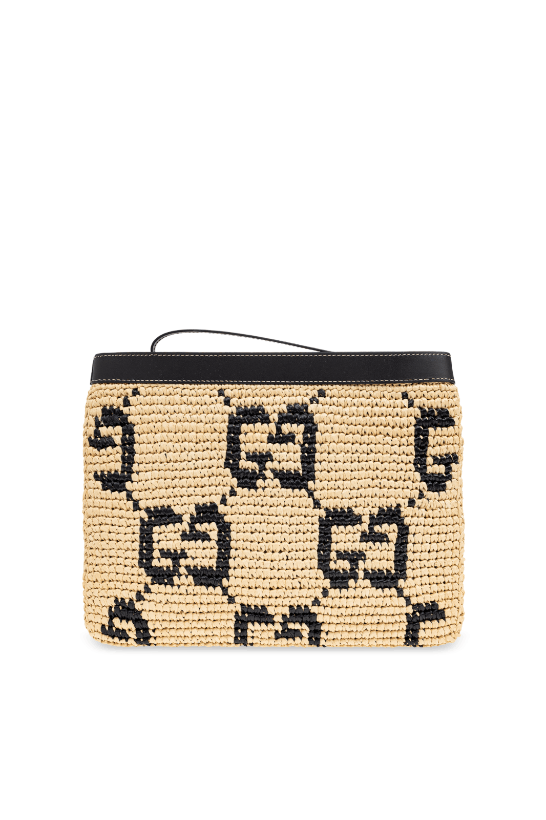 Gucci GUCCI Nat/Blk Raffia Effect Zip Pouch New & Auth Size ONE SIZE - 2 Thumbnail