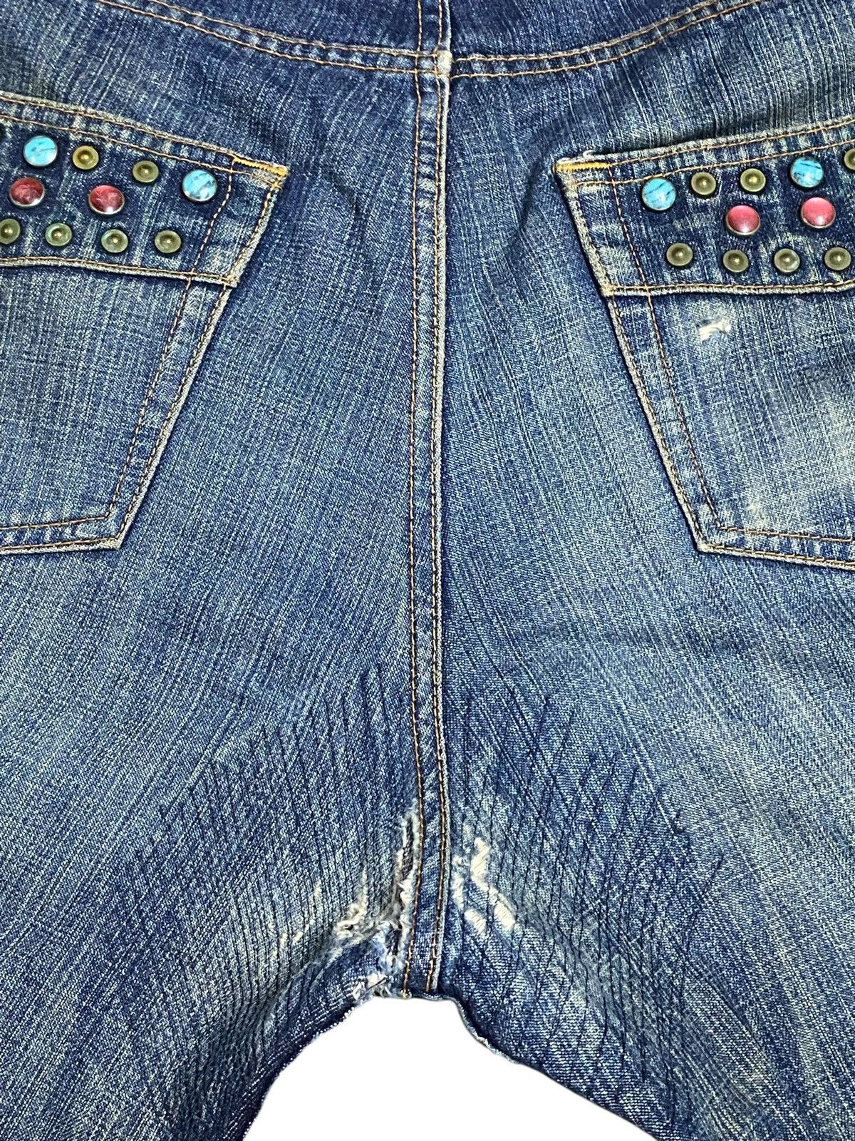Japanese Brand Vintage Project SRS Rhinestone Avant Garde Style Jeans Size US 34 / EU 50 - 14 Thumbnail