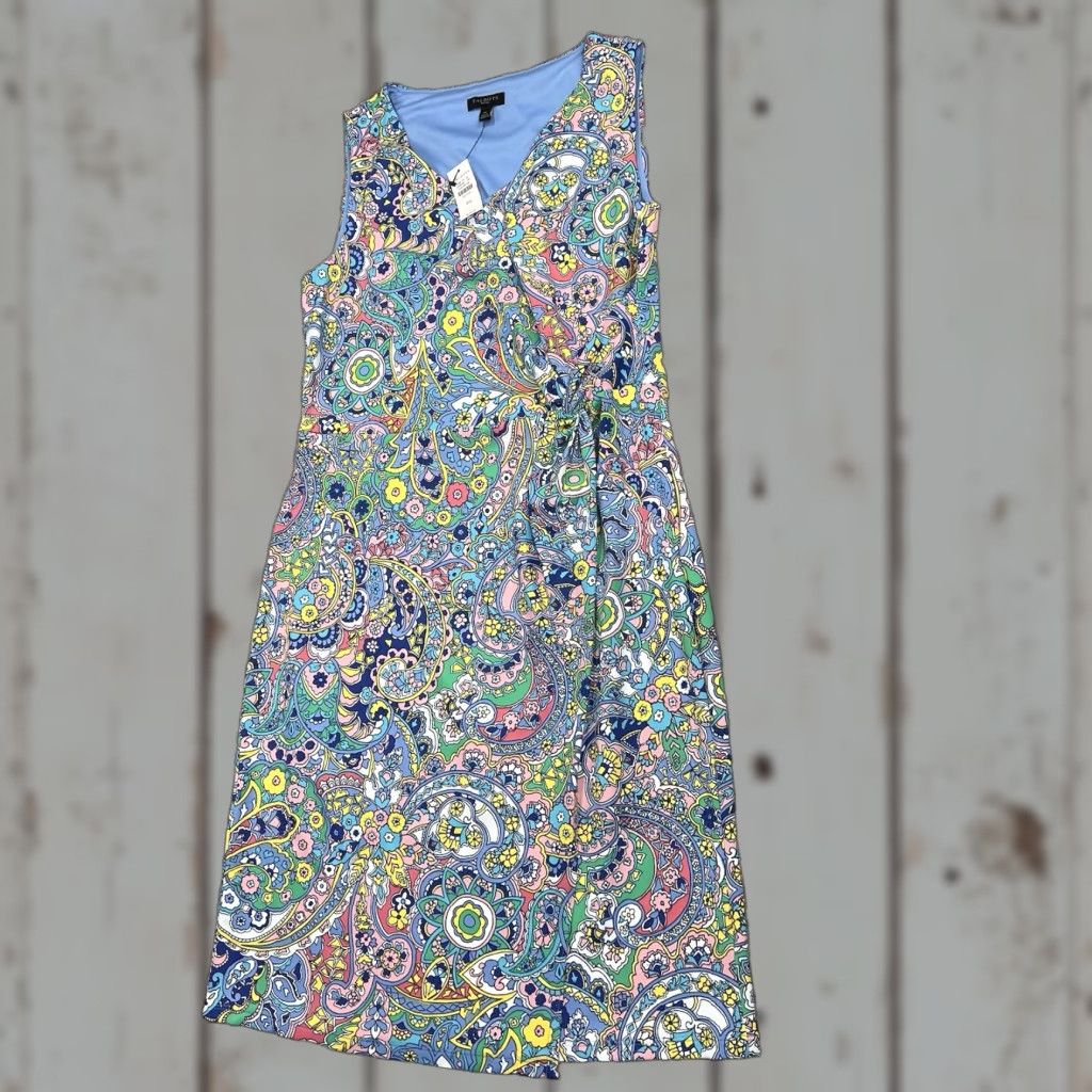 Talbots VINTAGE? No — Talbots Shift Dress Women’s Petite Small SP Faux Wrap Paisley Floral Print NWT Blue Yellow Green Pink NWT Size S / US 4 / IT 40 - 1 Thumbnail
