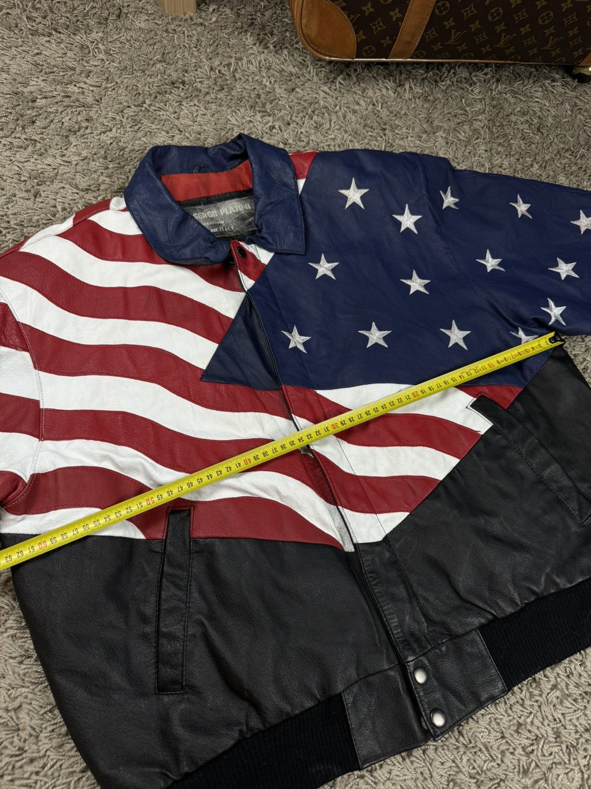 Vintage Vintage leather jacket American Flag Eagle 90s original item Size US L / EU 52-54 / 3 - 6 Thumbnail