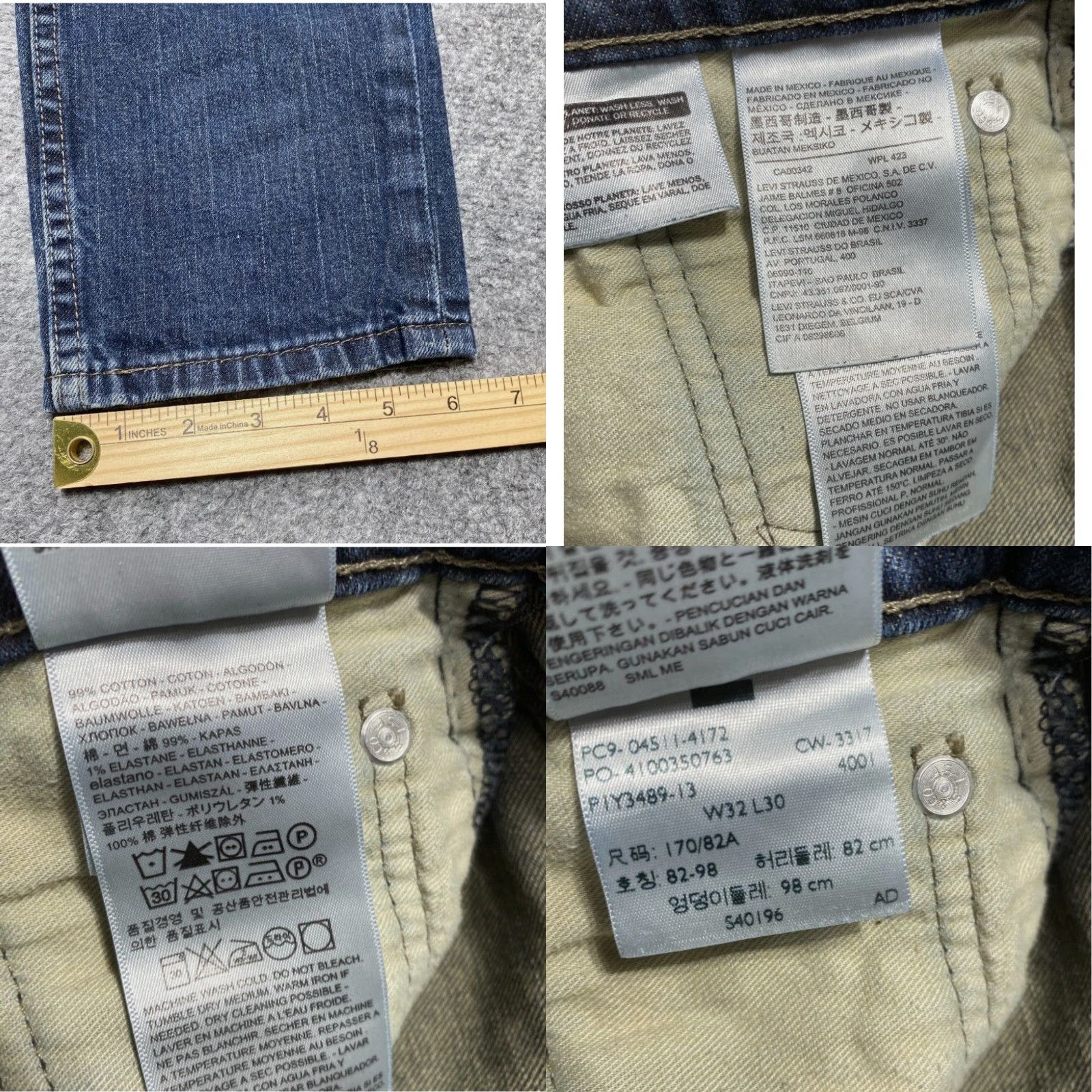 Levi's Levi's 511 Slim Jeans Men 32x30 Blue Dark Wash Stretch Straight Denim 5-Pocket Zip Fly Warm Weather Modern Casual Mens Size US 32 / EU 48 - 8 Thumbnail