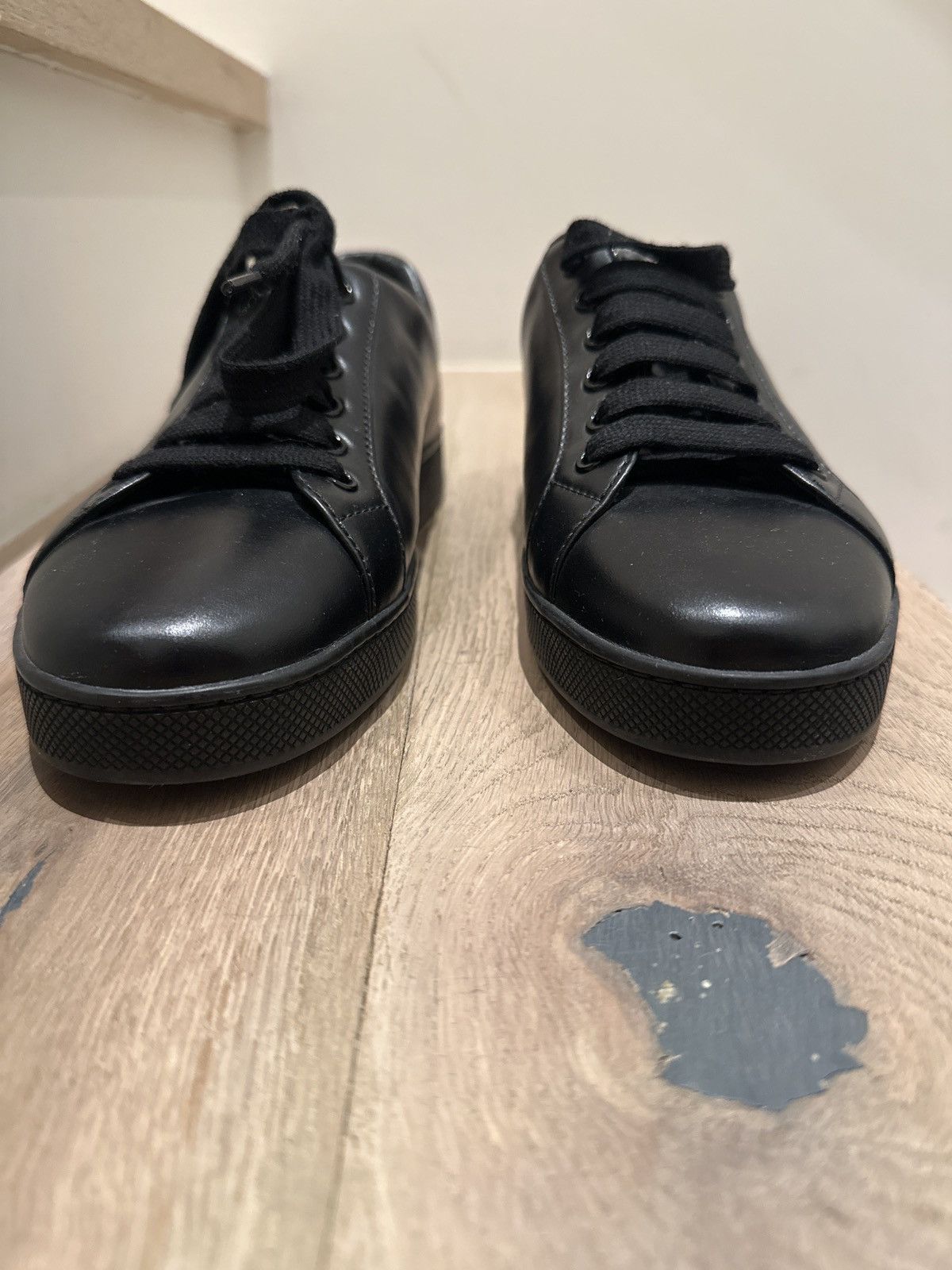 Prada $650 Prada Leather Low-Top Sneakers Black Size 39 US 8 Size US 8 / IT 38 - 5 Thumbnail
