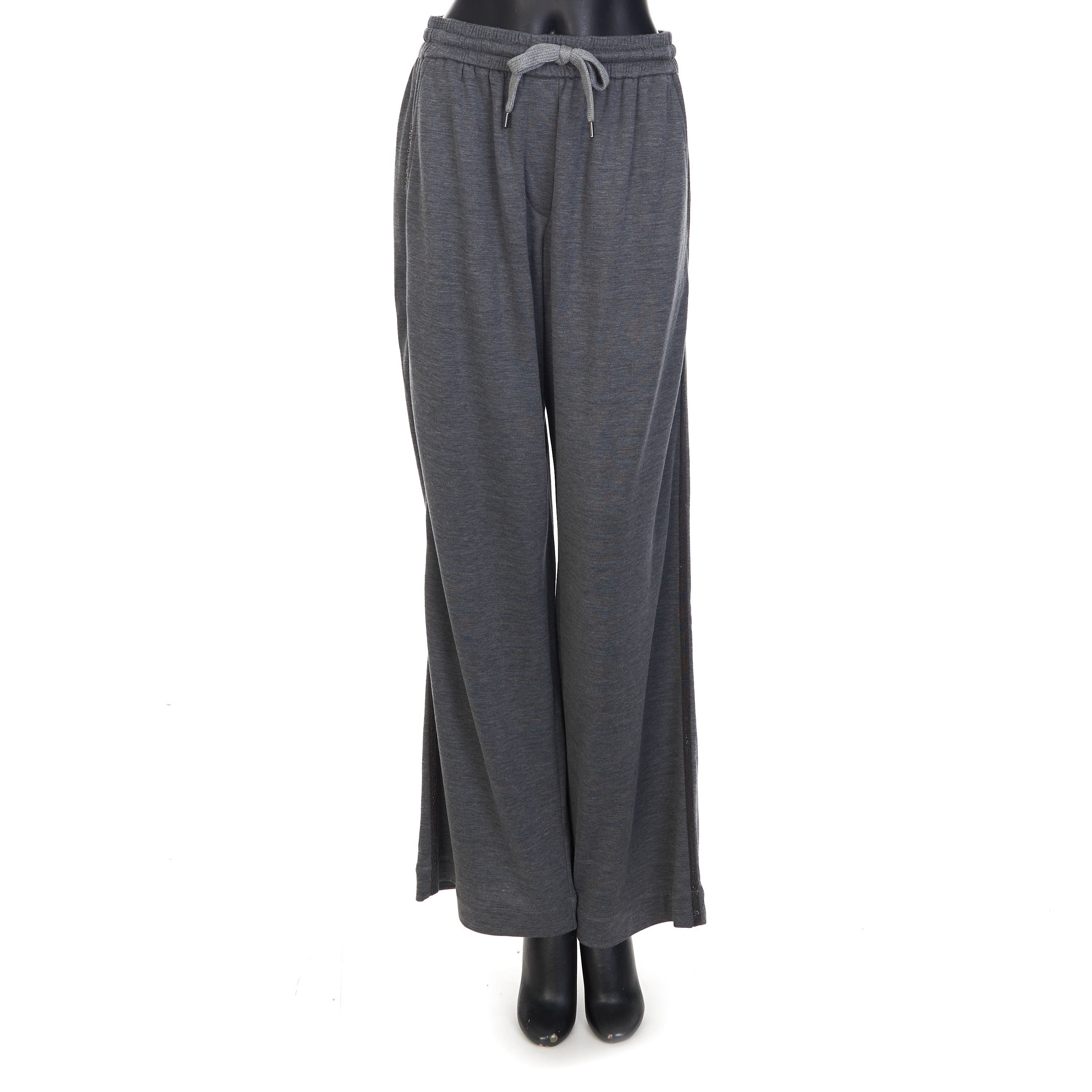 Brunello Cucinelli Gray Comfort Interlock Wide Trousers Size S Size 27" / US 4 / IT 40 - 1 Thumbnail