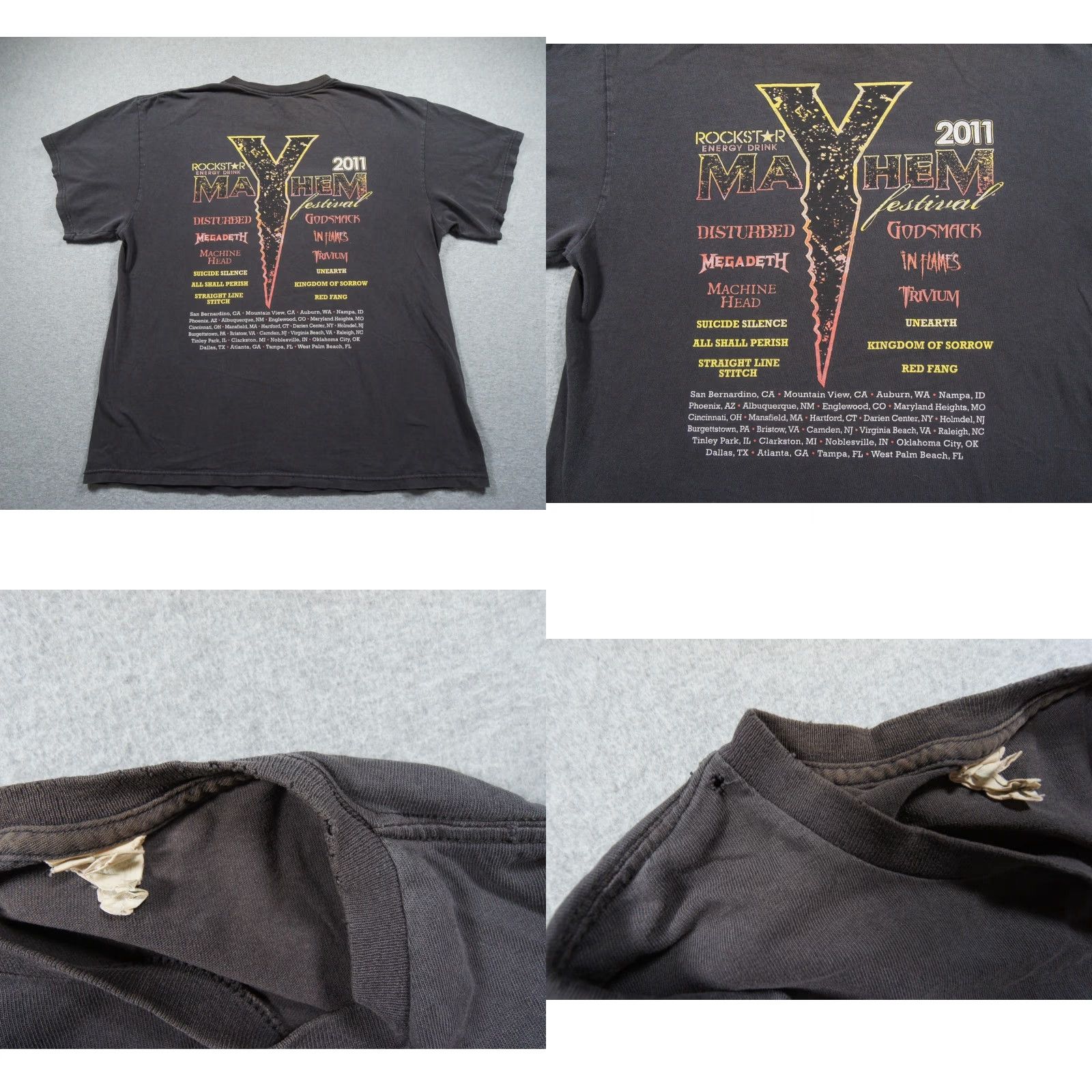 Delta VINTAGE Mayhem Festival Shirt Mens XL Black Band Tee Godsmack Megadeth Trivium 2011 Size US XL / EU 56 / 4 - 8 Thumbnail
