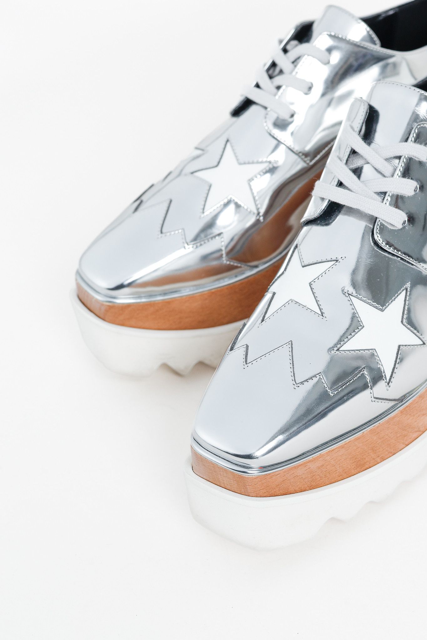 Stella McCartney Stella McCartney Elyse Star Vegan-Leather Lace-Up Platforms Size US 7.5 / IT 37.5 - 6 Thumbnail