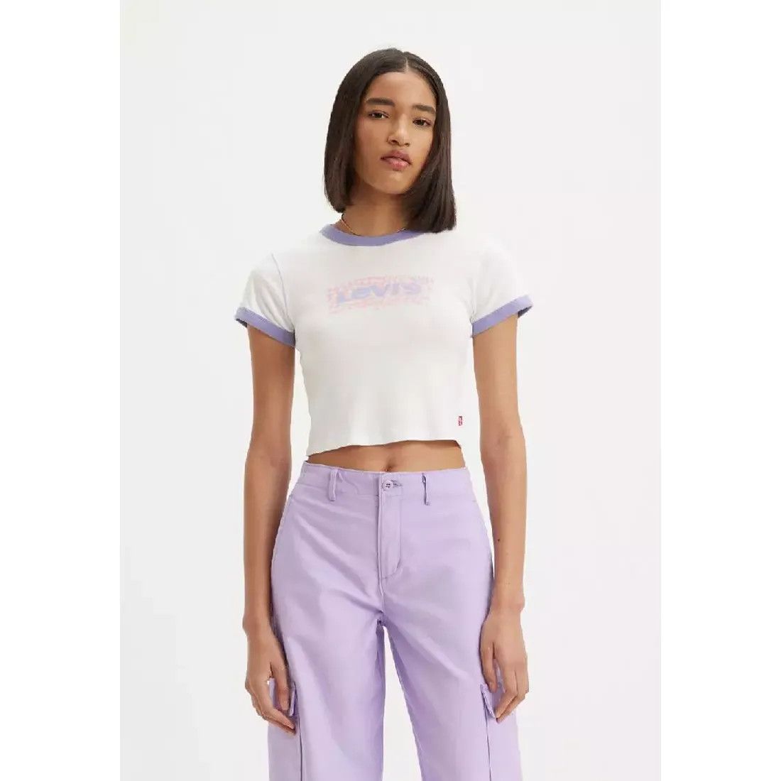 Levi's Levi's Women's Cropped Graphic Ringer Logo T-Shirt, L Size L / US 10 / IT 46 - 2 Thumbnail