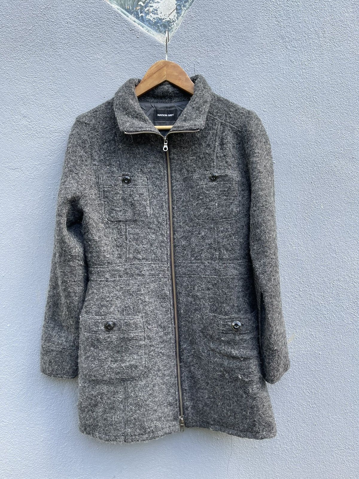 Designer Mayson Grey Wool-Blend Mid-Length Coat - Size 2 Size S / US 4 / IT 40 - 1 Thumbnail