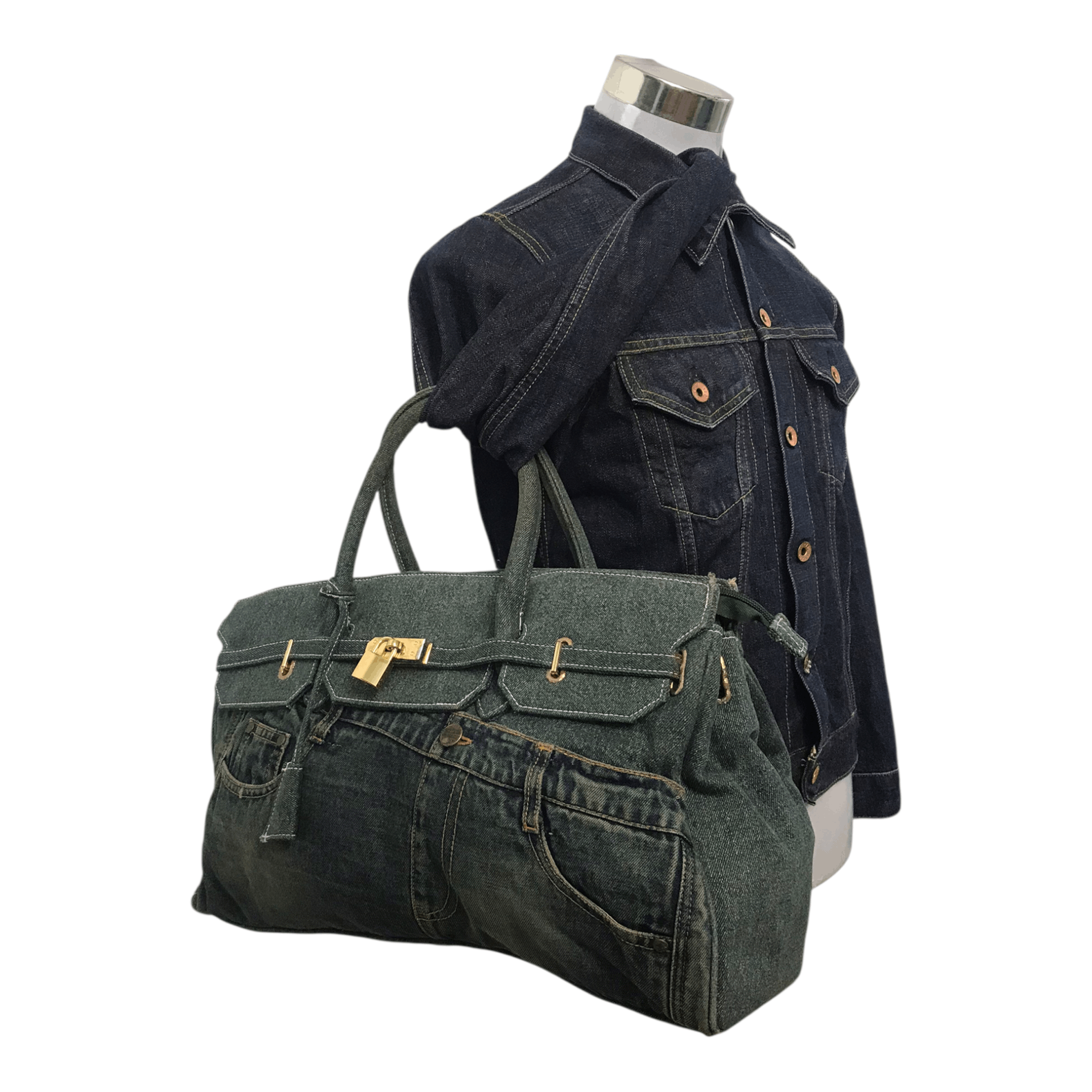 Handmade × If Six Was Nine Birkin Denim Blue HandBag Size ONE SIZE - 7 Thumbnail