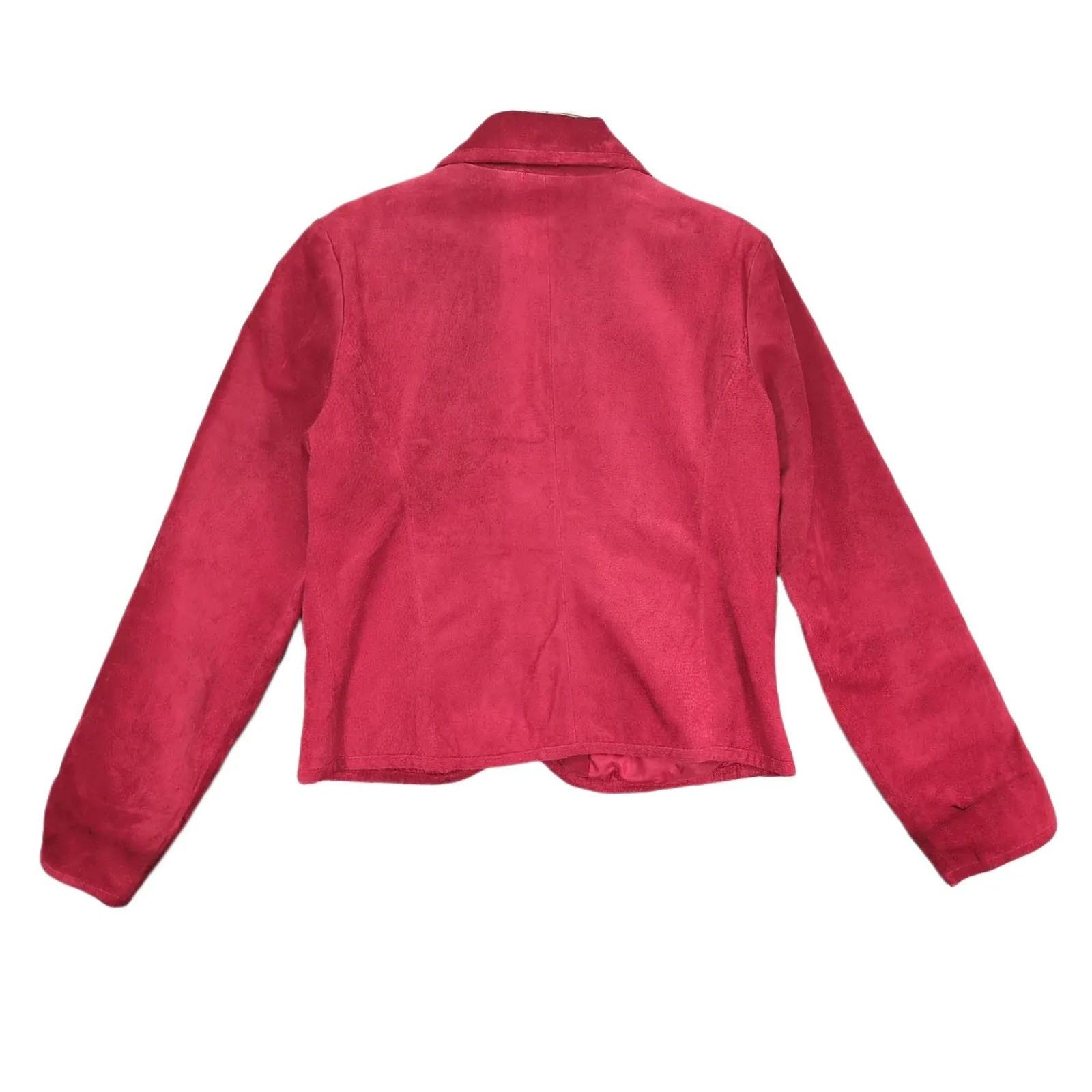 Vintage Chadwick's Women's L Red Suede Leather Full Zip Jacket Size L / US 10 / IT 46 - 3 Thumbnail