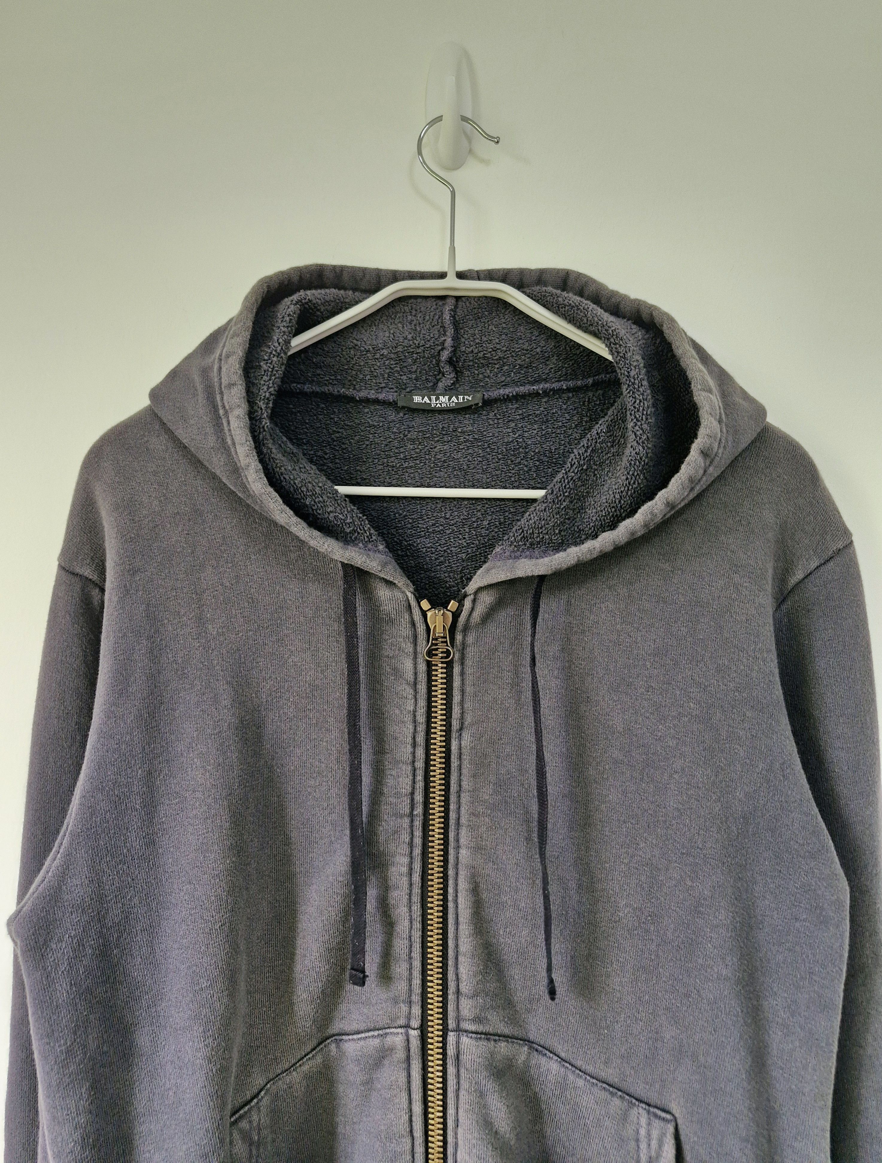 Balmain SS10 Balmain Decarnin Faded Black Distressed Hoodie Size US XS / EU 42 / 0 - 3 Thumbnail