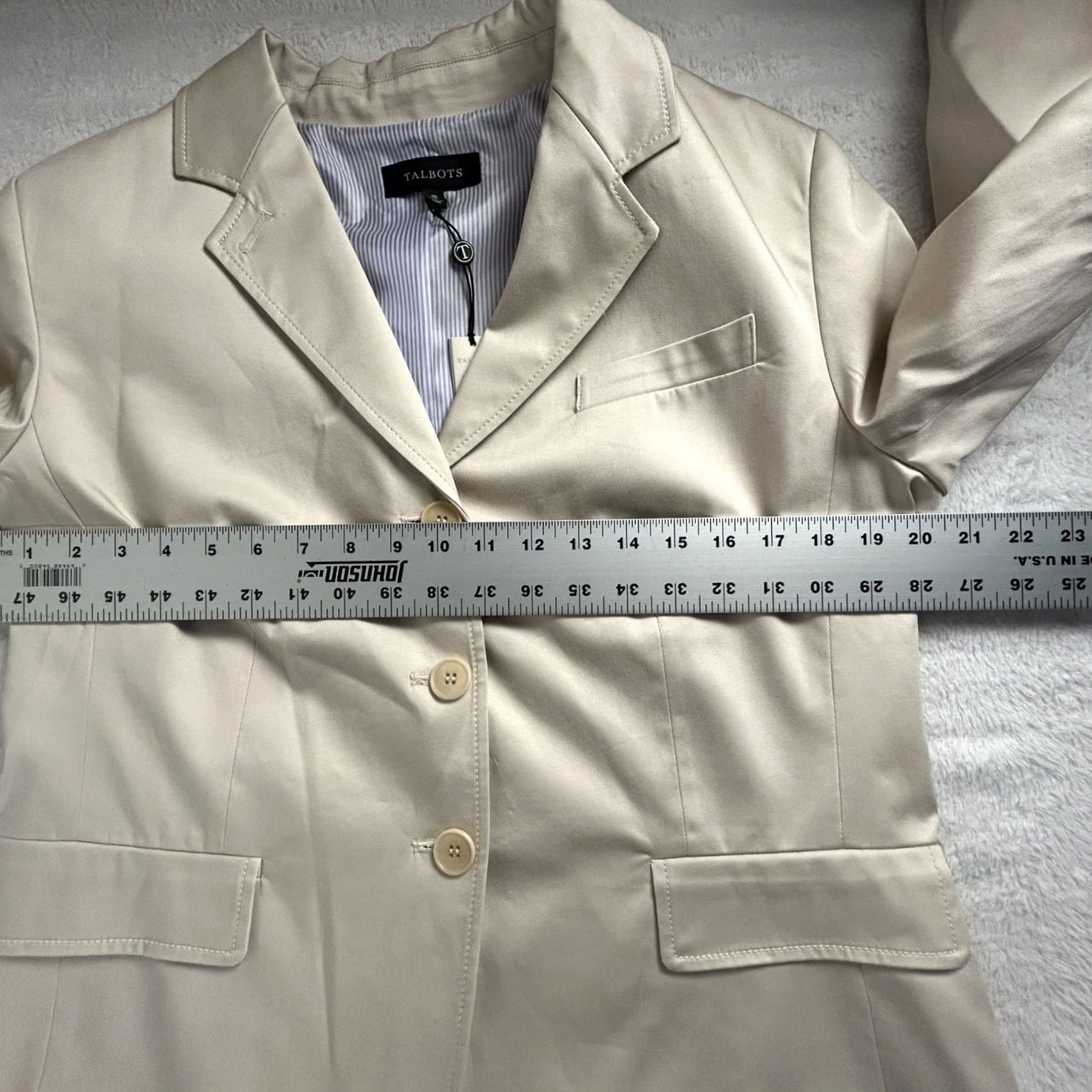 Talbots Talbots Womens Grace Fit Blazer Single-Breasted Size 16 Beige Lined Stretch Notch Regular A/B? Wait Size XXL / US 16-18 / IT 52-54 - 6 Thumbnail