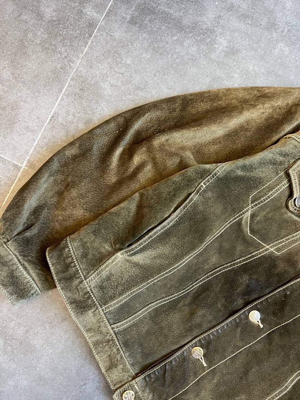 Chevignon Chevignon Green Heavy Flying Leather suede Jacket Size US XL / EU 56 / 4 - 6 Thumbnail