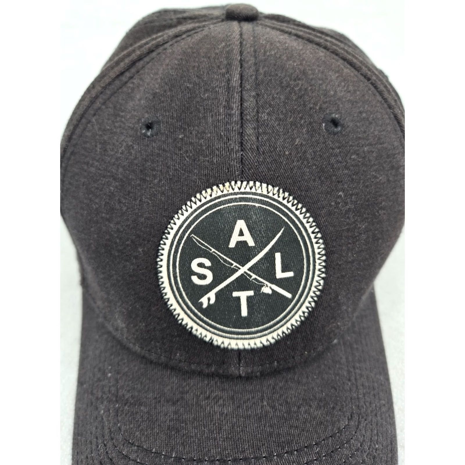 Vintage Salt Life Hat Cap Flexfit Black Logo Hat Adjustable One Size Men Black Salt Life Baseball Cap Outdoor Fish Theme Mens Size ONE SIZE - 3 Thumbnail