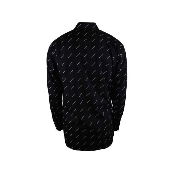 Balenciaga o1la1rc1a1124 Normal Fit Allover Logo Shirt in Black/White Size US S / EU 44-46 / 1 - 2 Thumbnail