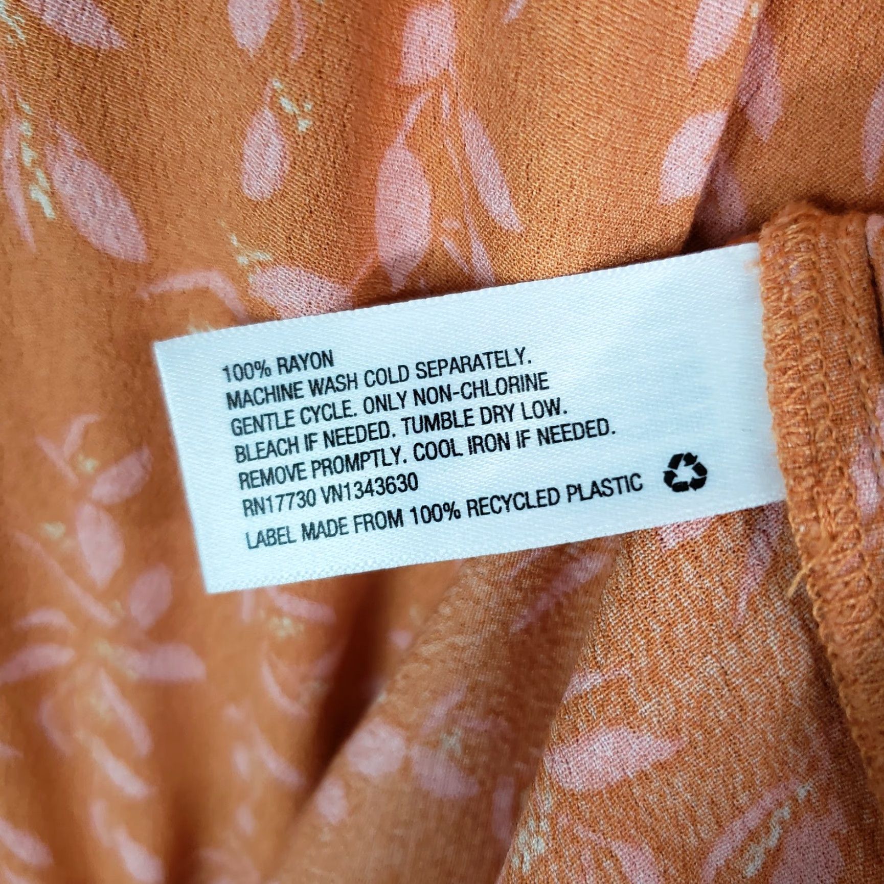 Vintage A New Day Womens Midi Dress XL Orange Pink Floral Rayon A-Line Button 46" Length 21" Width Floral Pattern Vintage No Size XL / US 12-14 / IT 48-50 - 5 Thumbnail