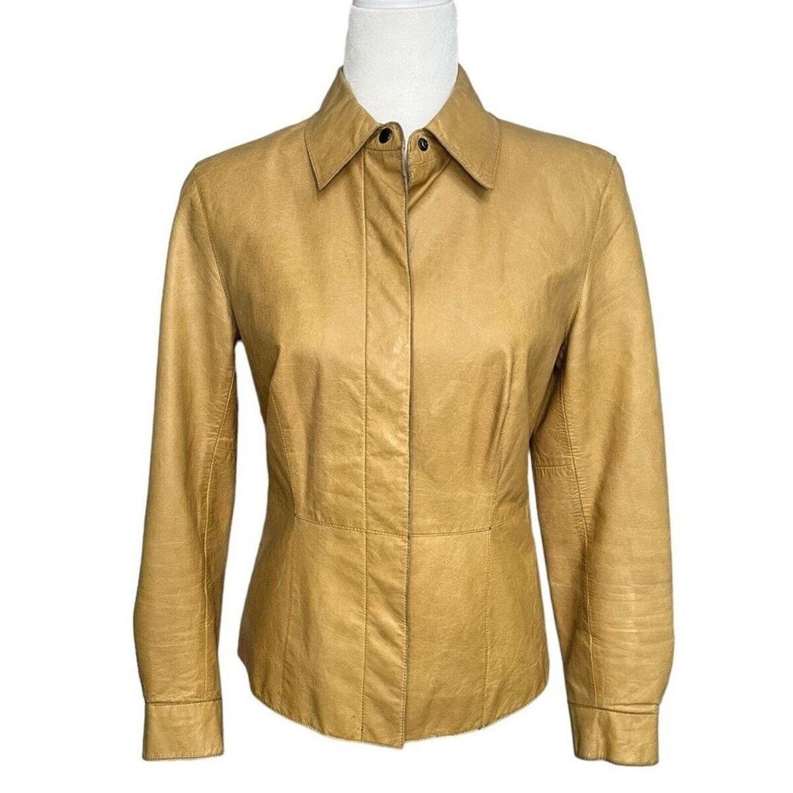 Vintage VTG Caslon Tan Brown Leather Snap Collared Jacket M Size M / US 6-8 / IT 42-44 - 1 Thumbnail