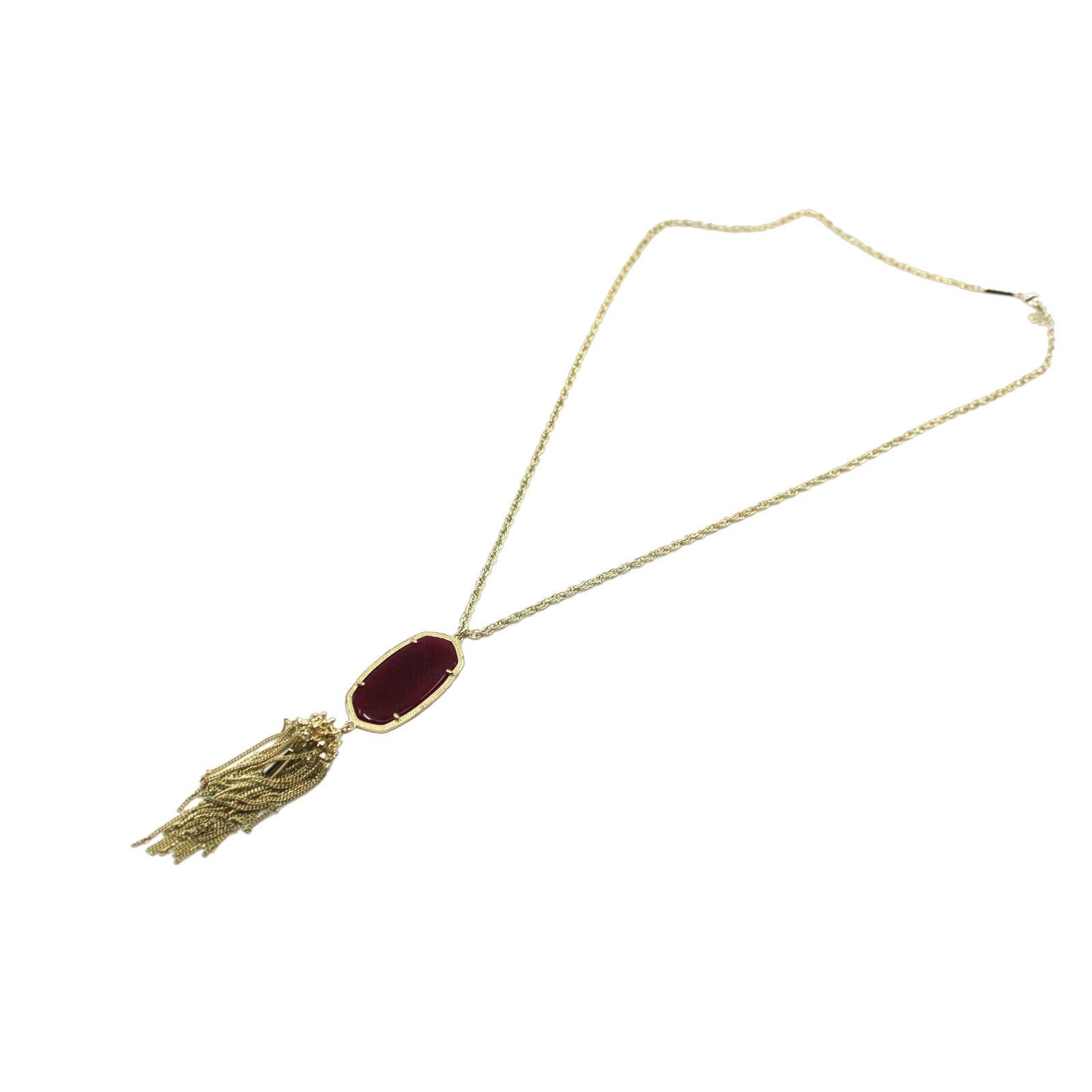 Kendra Scott A7 NWoT KENDRA SCOTT Maroon Jade Rayne Long Tassel Necklace Size ONE SIZE - 1 Thumbnail