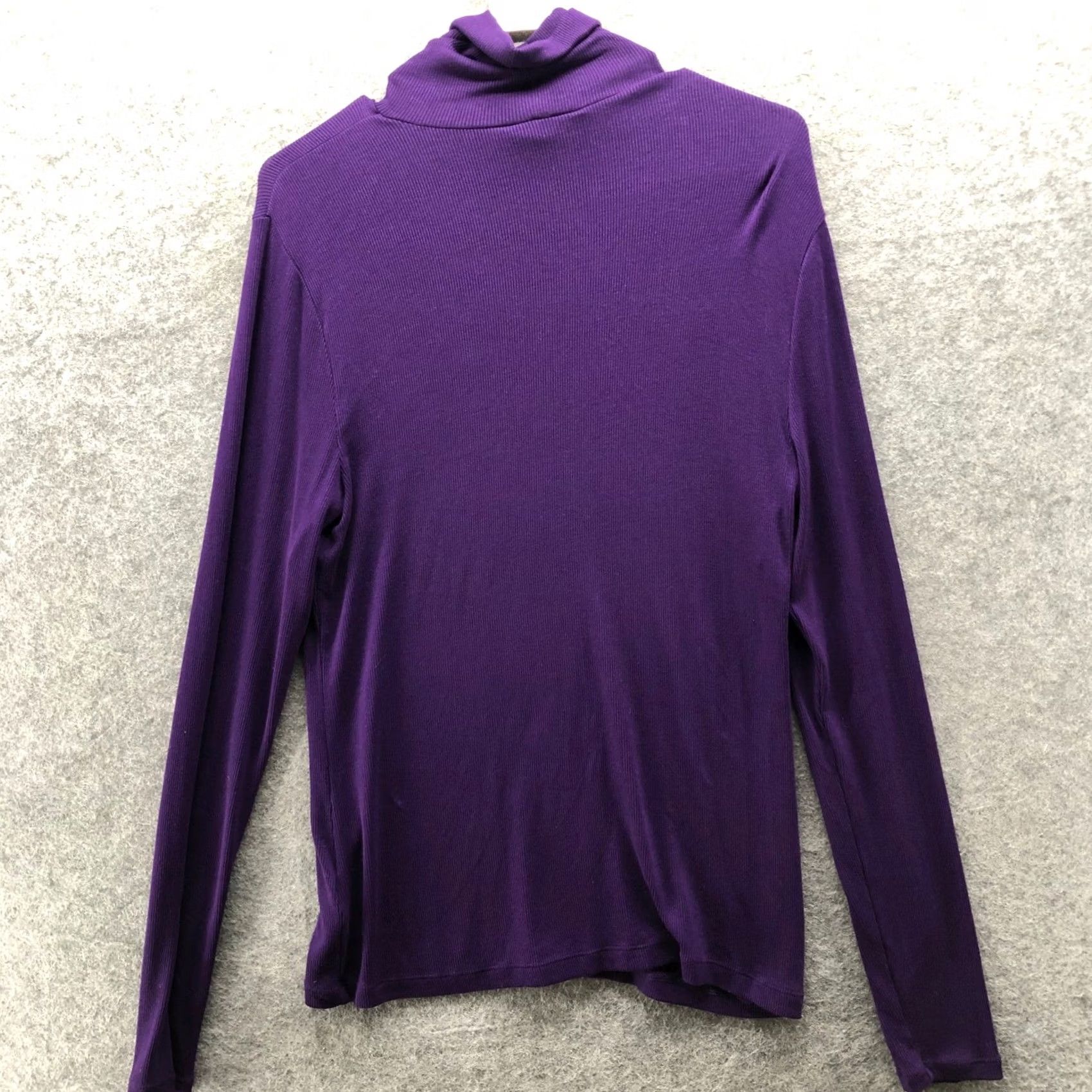 Ralph Lauren VINTAGE? No. Lauren Ralph Lauren Ribbed Jersey Turtleneck Long Sleeve T-Shirt Womens XL Purple Ribbed Size XL / US 12-14 / IT 48-50 - 2 Thumbnail