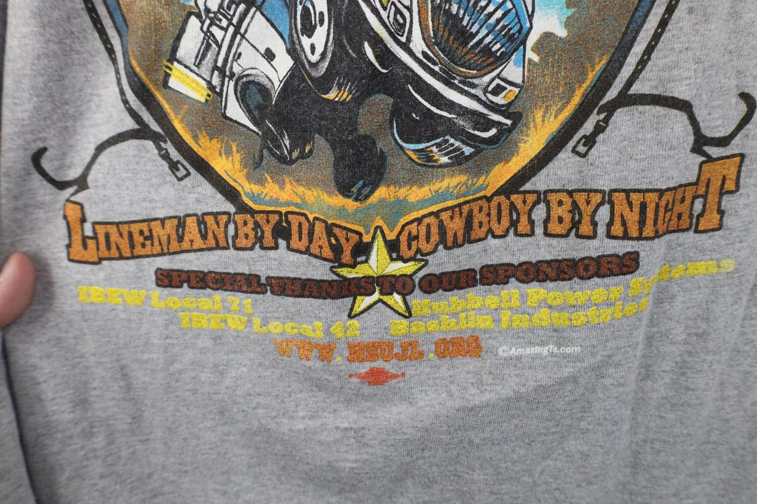 Vintage Vintage Y2K Union Lineman Rodeo Cowboy T-Shirt Gray USA Size US L / EU 52-54 / 3 - 8 Thumbnail
