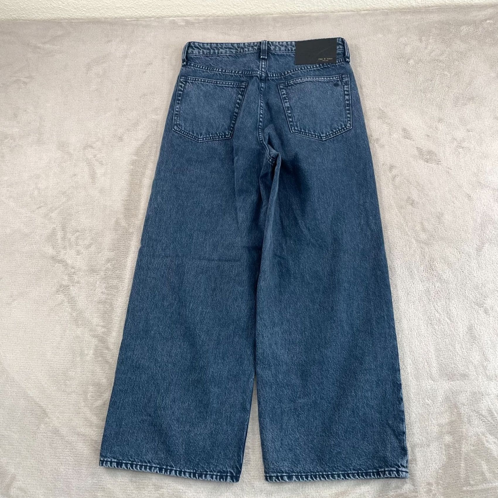 Rag & Bone rag & bone Maya High Rise Ankle Wide Leg Jeans Bride Trails Women 27 5-Pocket Denim Blue Medium Wash Button Fly Distressed? Relaxed Size ONE SIZE - 7 Thumbnail