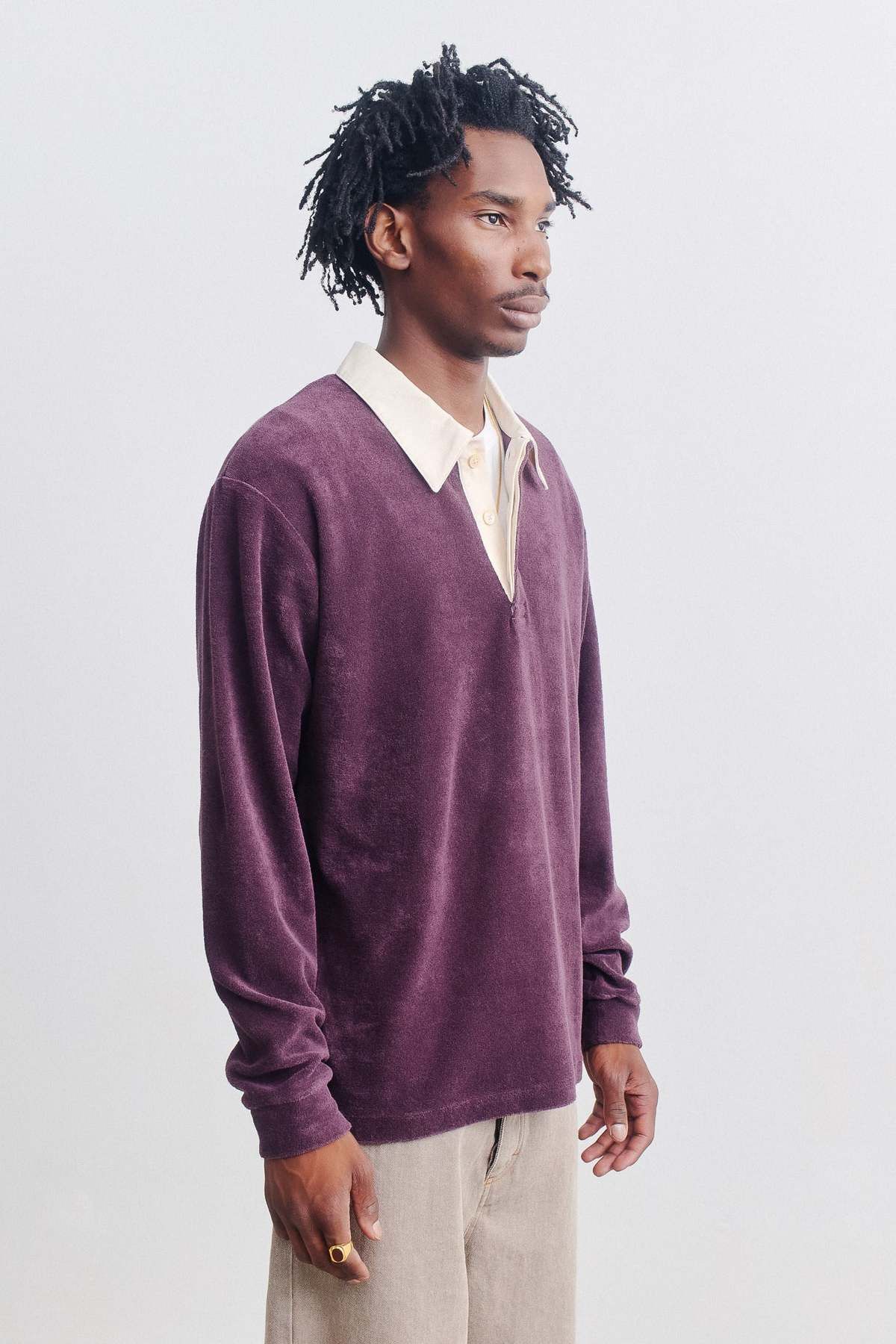 A Kind Of Guise 💚 A Kind of Guise Rayk Rugby Shirt Lavender Velvet NEW Size US M / EU 48-50 / 2 - 3 Thumbnail