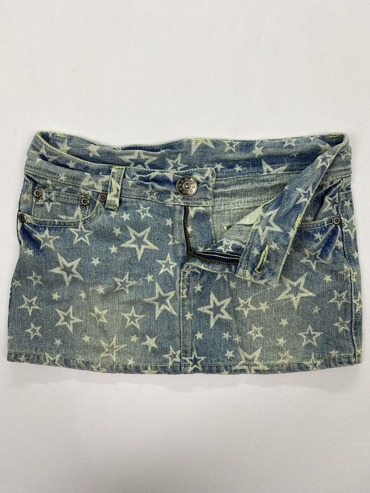 Japanese Brand Grazie Dirty Full Print Jeans Skirt Size 29" - 5 Thumbnail